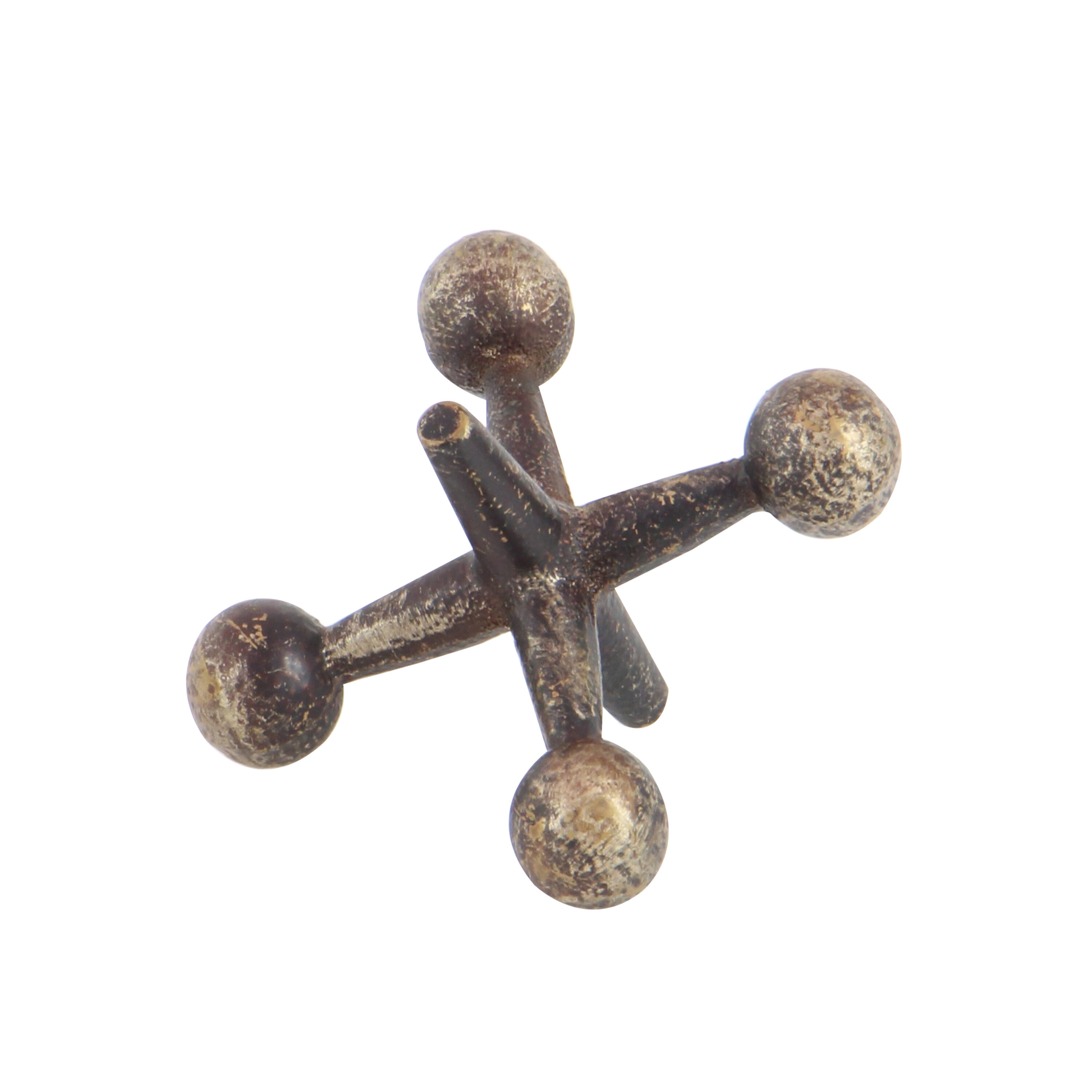 Distressed Gold and Black Iron Jacks Sculpture Set, 9"