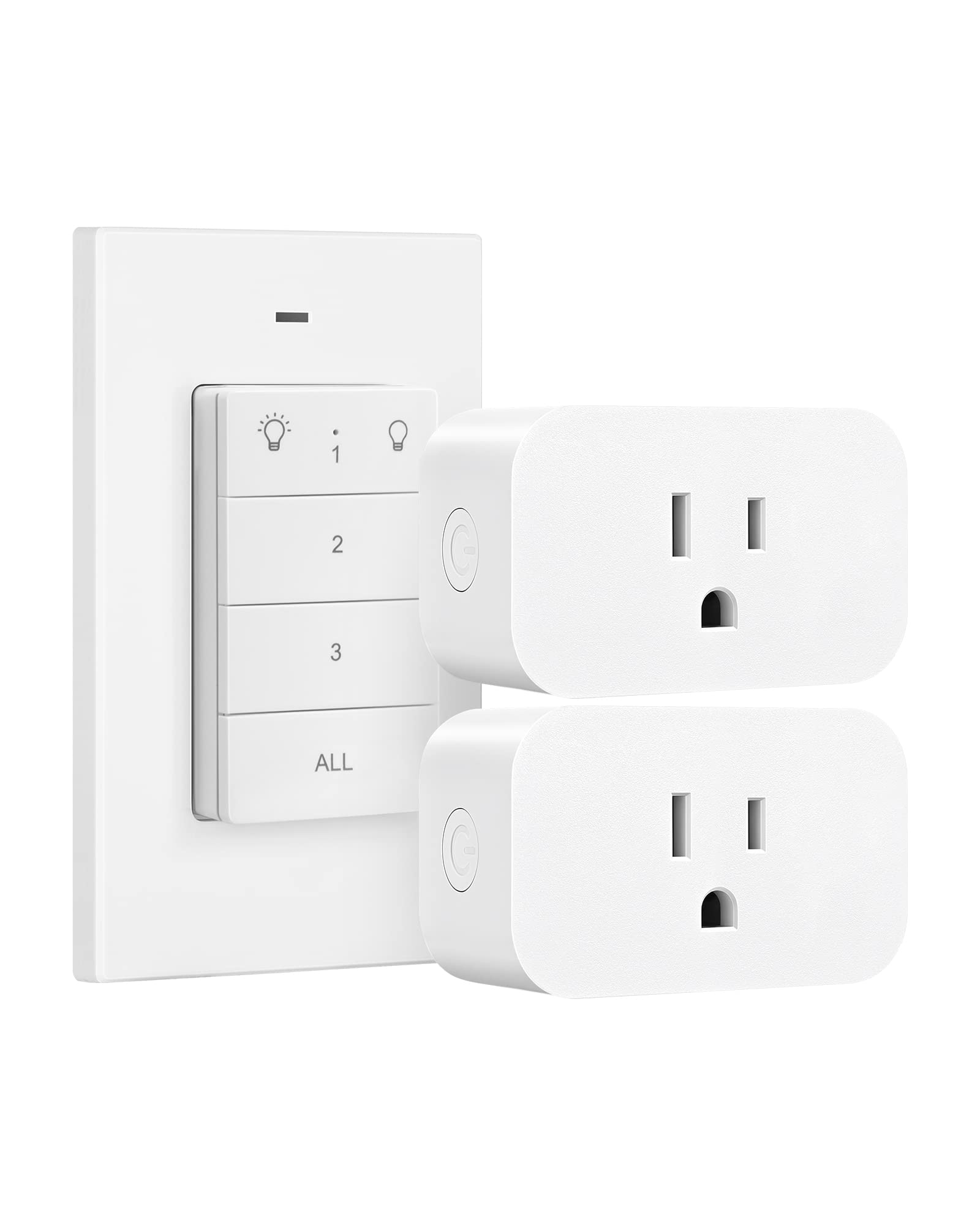 ITOPFOX  Remote Control Outlet Kit Wall Mounted Wireless Light Switch 2 Independent Sockets No Wiring 100 Ft Range for Indoor Lighting Fans