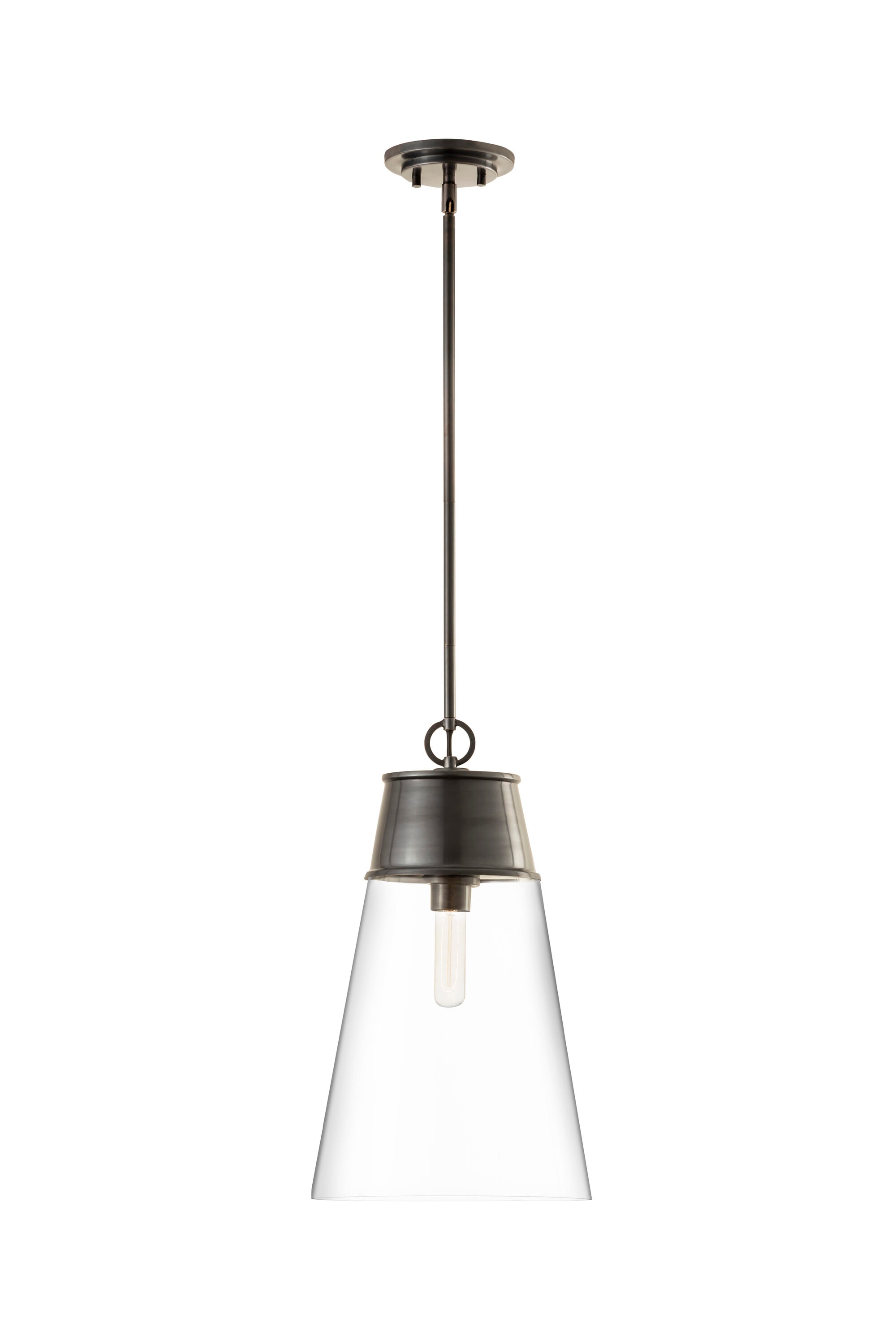 Z-Lite 2300P12-BP Wentworth Plated Bronze Transitional Clear glass Dome Medium (10-22 inches) Hanging Pendant light