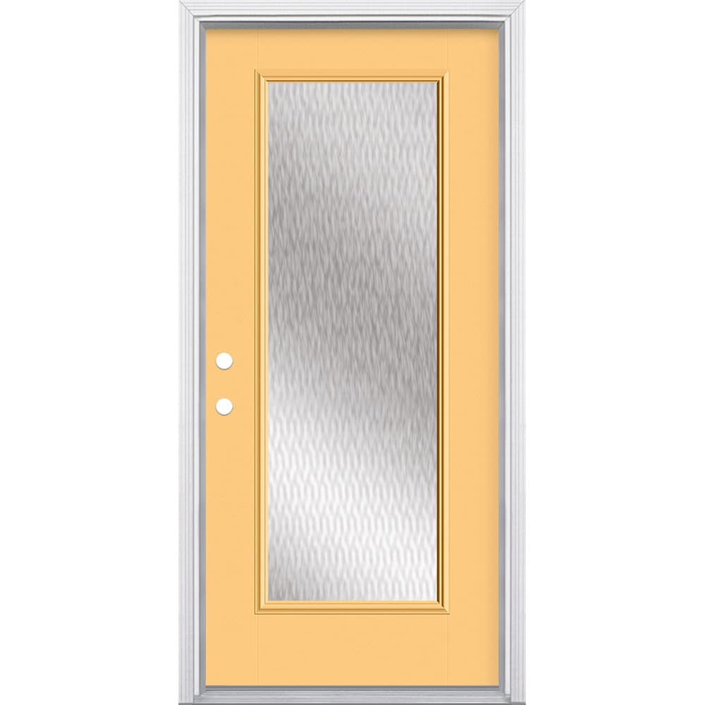 Masonite 36 In X 80 In X 4 9 16 In Fiberglass Full Lite Right Hand Inswing Cabana Yellow Painted