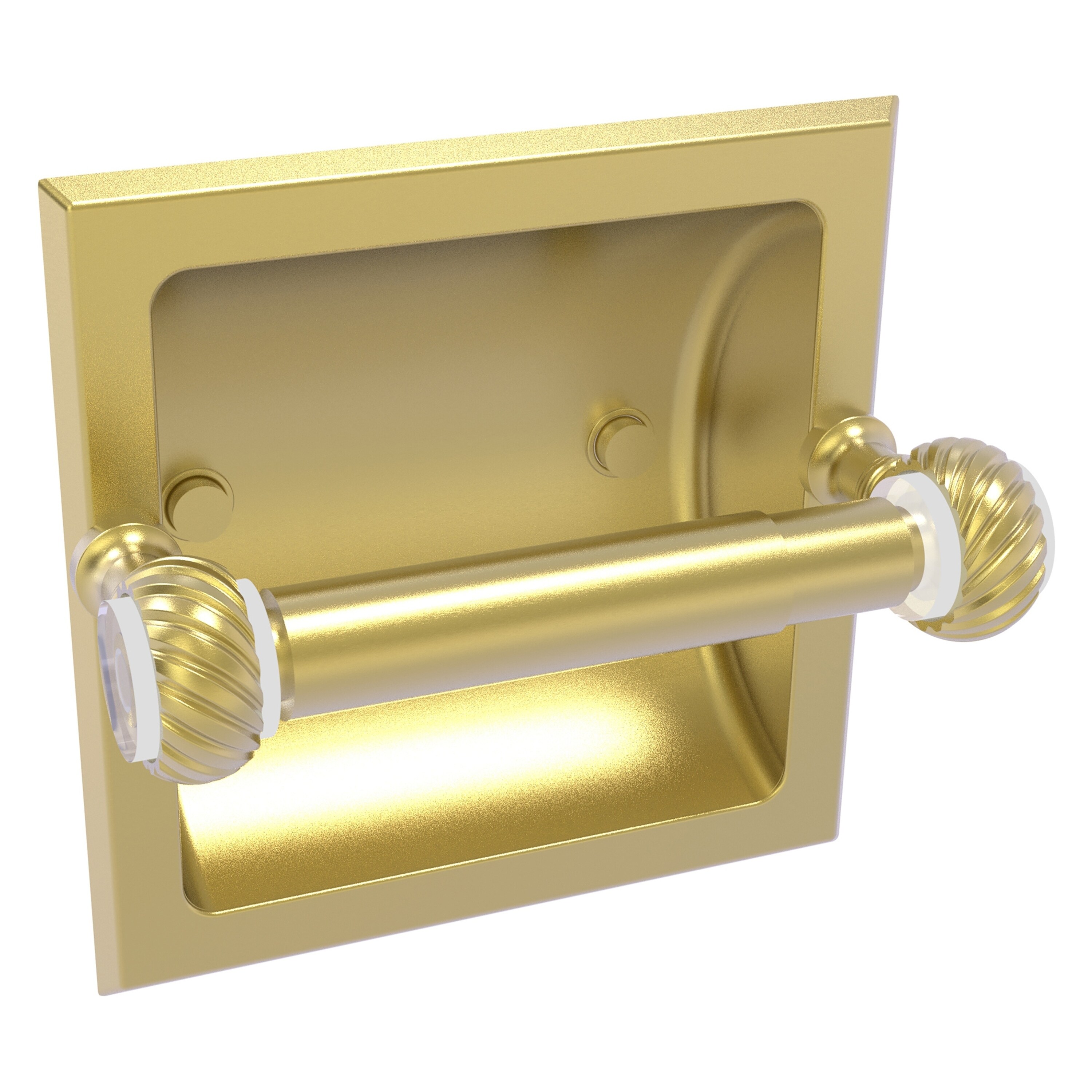 Allied Brass PG-24CT-SBR Pacific Grove Satin Brass Recessed Double post Toilet Paper Holder 1 -Rolls with Storage