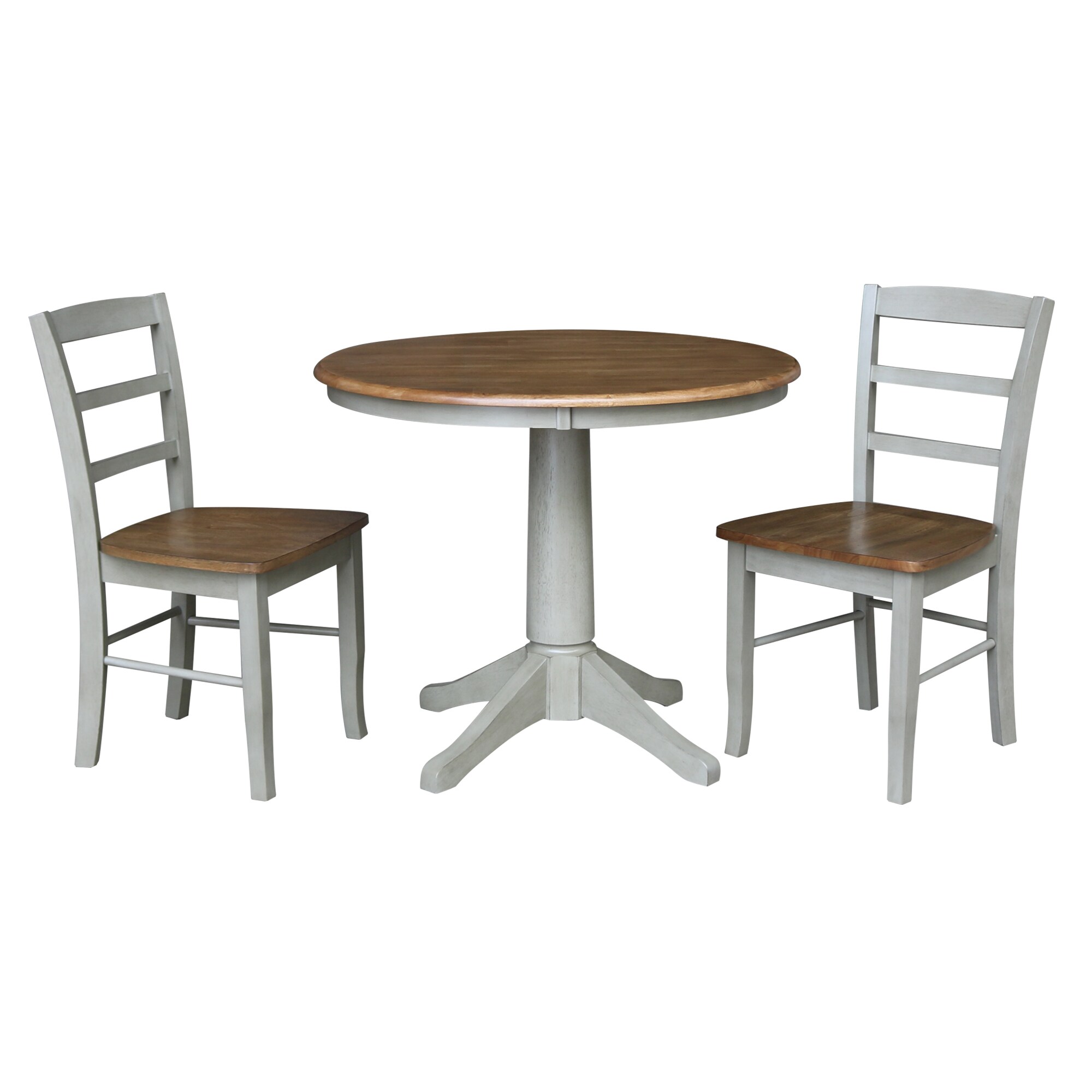 International Concepts K41-36RT-27B-C2-2 Distressed hickory/stone Traditional Dining Room Set with Round Table ( Seats 2 )