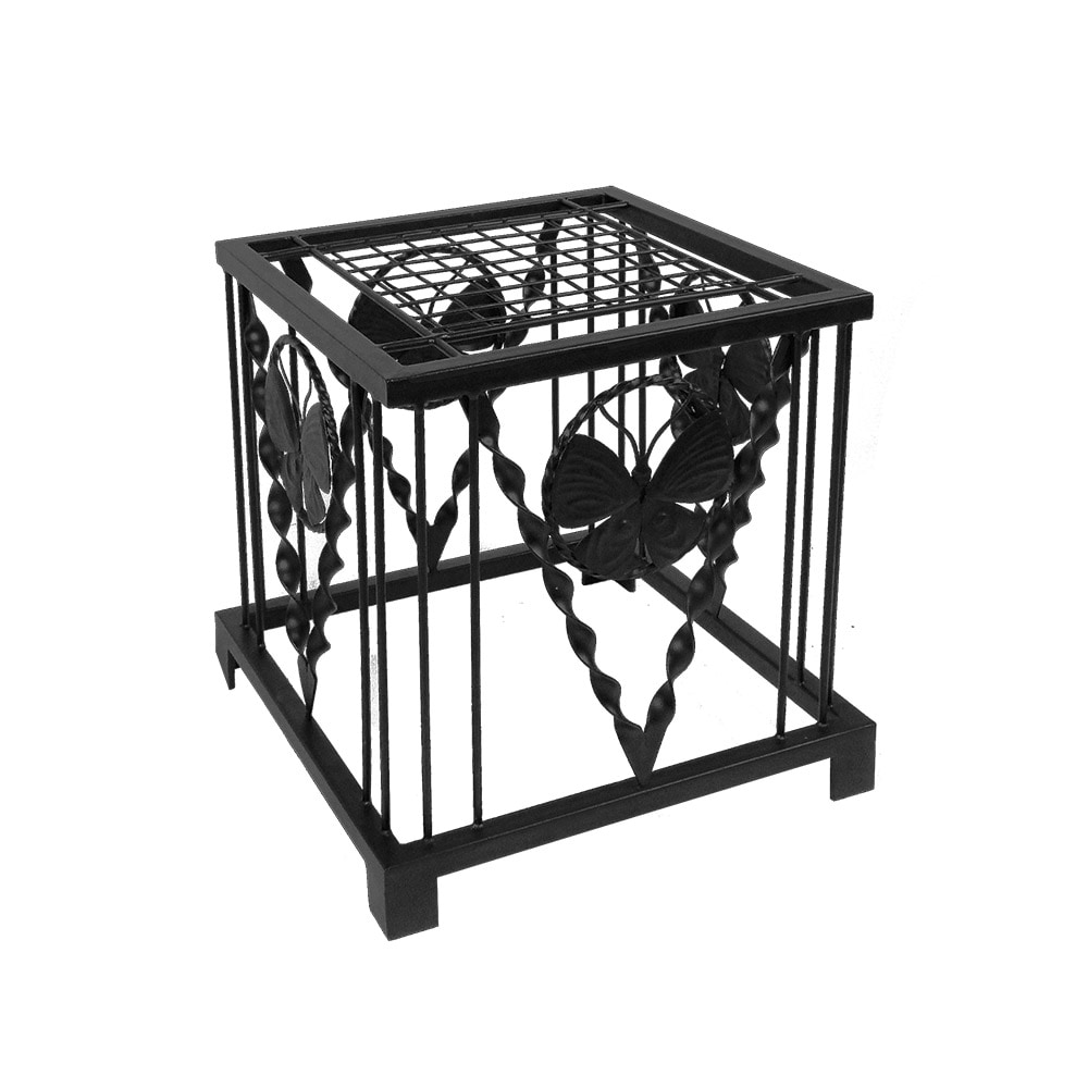 Minuteman International FB-65 16-Inches H x 16-Inches W Black Powder Coat Indoor/Outdoor Square Wrought iron Plant Stand