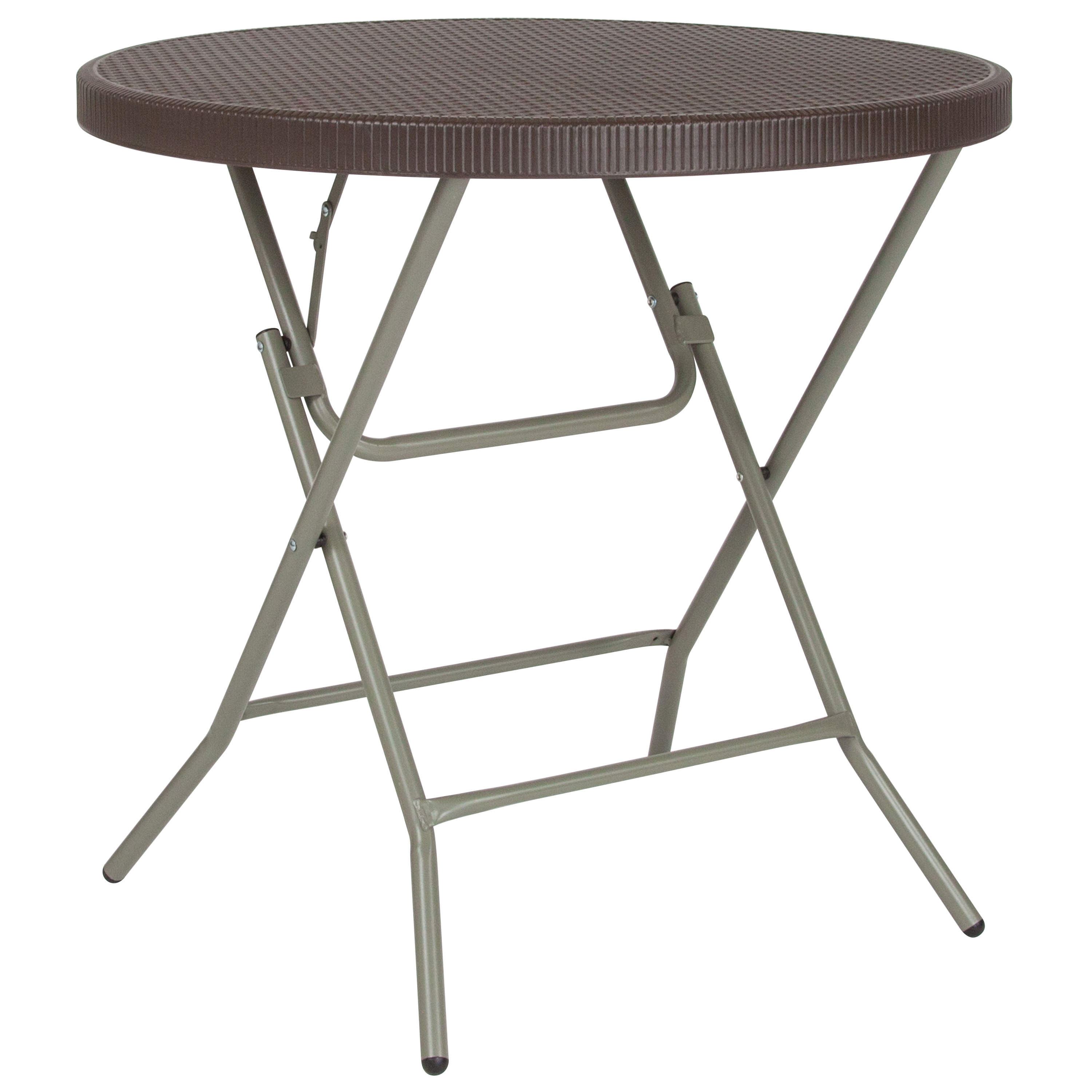 Flash Furniture 889142462071 2.63-Feet x 2.63-Feet Indoor Round Plastic Brown Folding banquet table 2 -Person