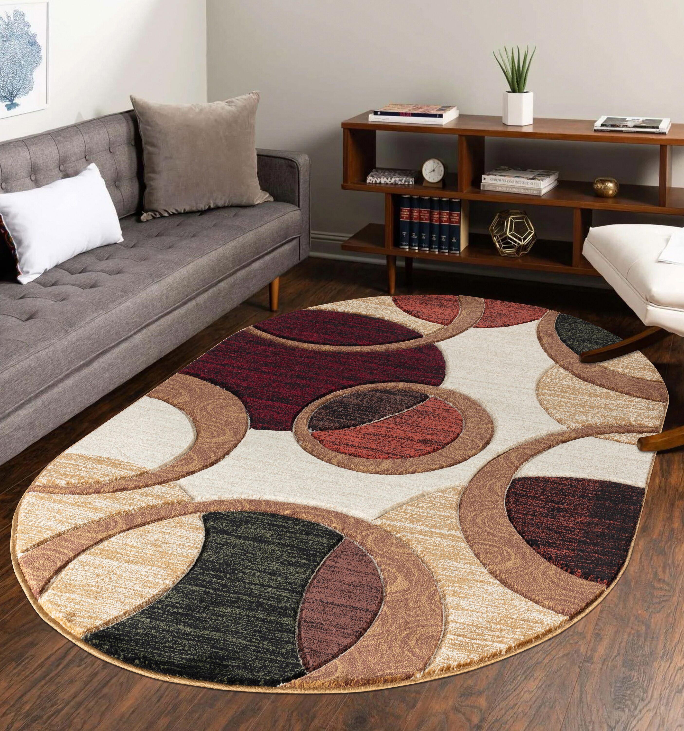 MDA Rugs OR5458OV Orelsi 5 x 8 (ft) Polypropylene Brown Oval Indoor Abstract Area rug