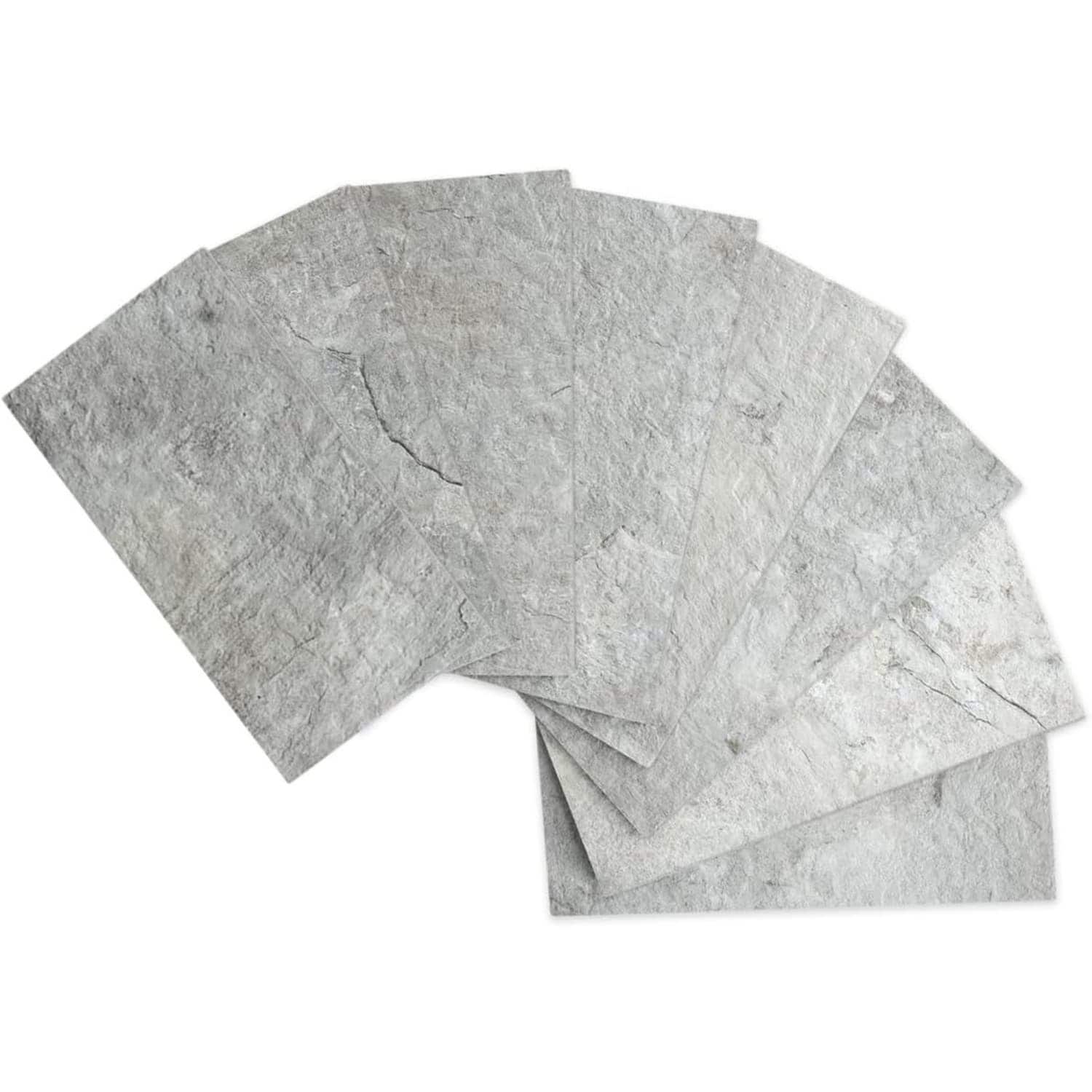 OGETFUUR 100-Piece 2.95in x 5.9in Textured Mountain Rock Peel and Stick Subway Wall Tile