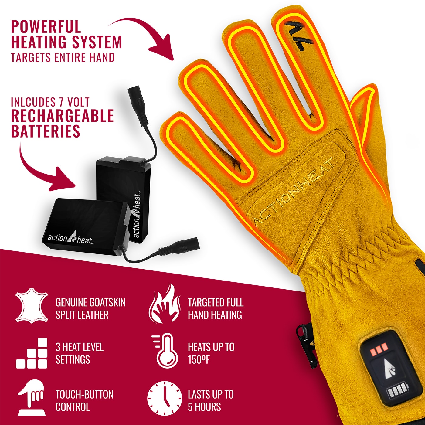 ActionHeat 5V Men&s Premium Heated Gloves XXL / Black