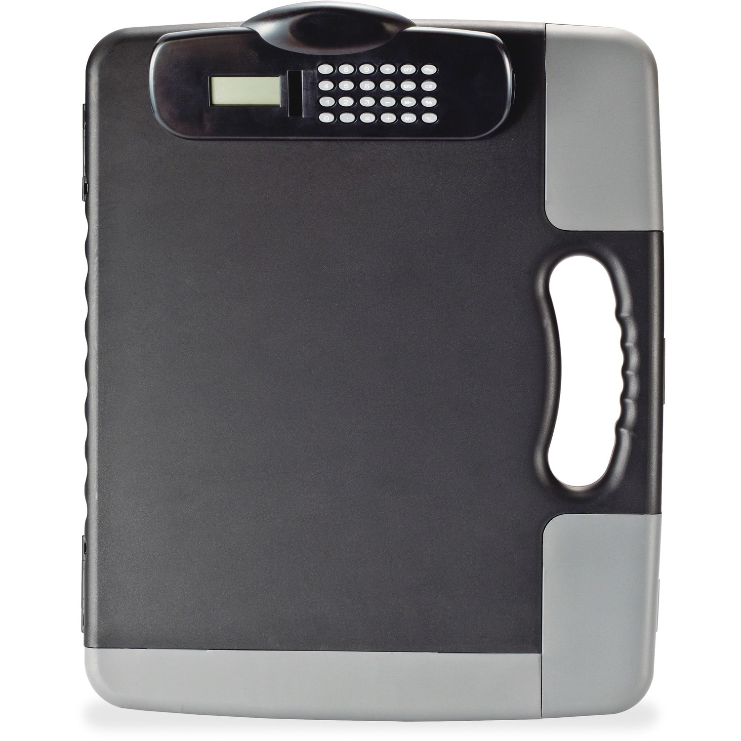 Officemate   Portable Storage  Clipboard with Calculator  Heavy Duty  Plastic  Charcoal Black