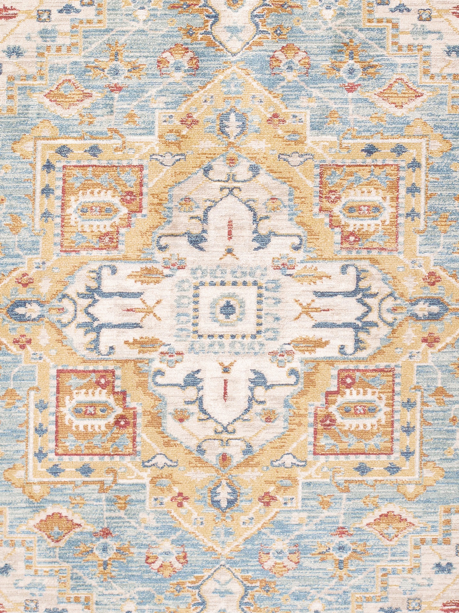 Heritage Light Blue and Ivory Rectangular Synthetic Area Rug