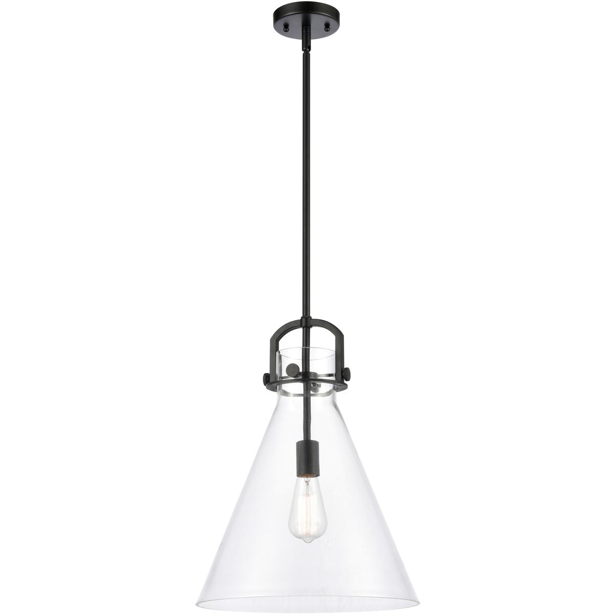 Innovations Lighting 410-1SL-BK-G411-14CL Newton Cone Matte Black Industrial Clear glass Cone Medium Hanging Pendant light