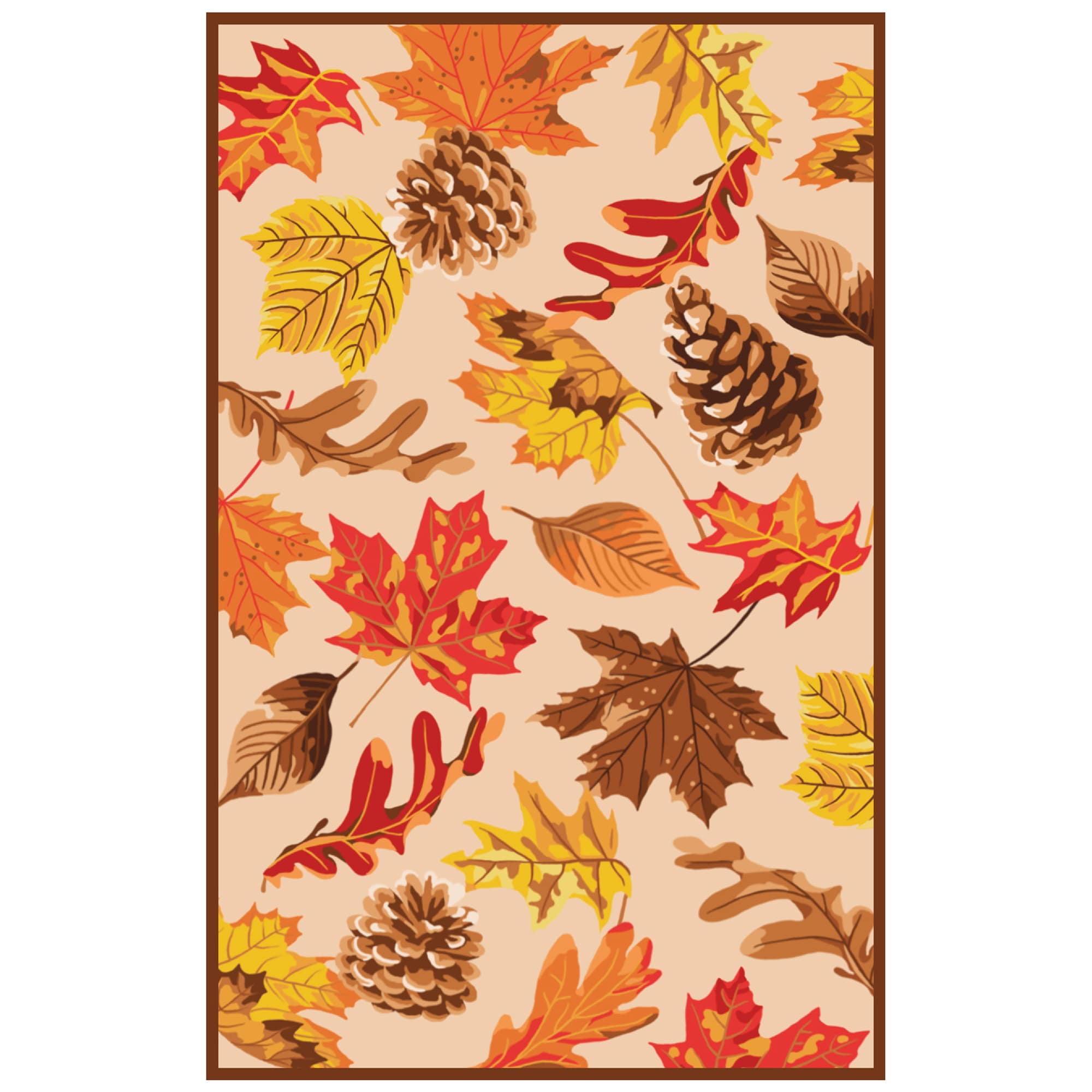 Liora Manne Natura Pinecone Border Outdoor Mat Natural - winter, holiday