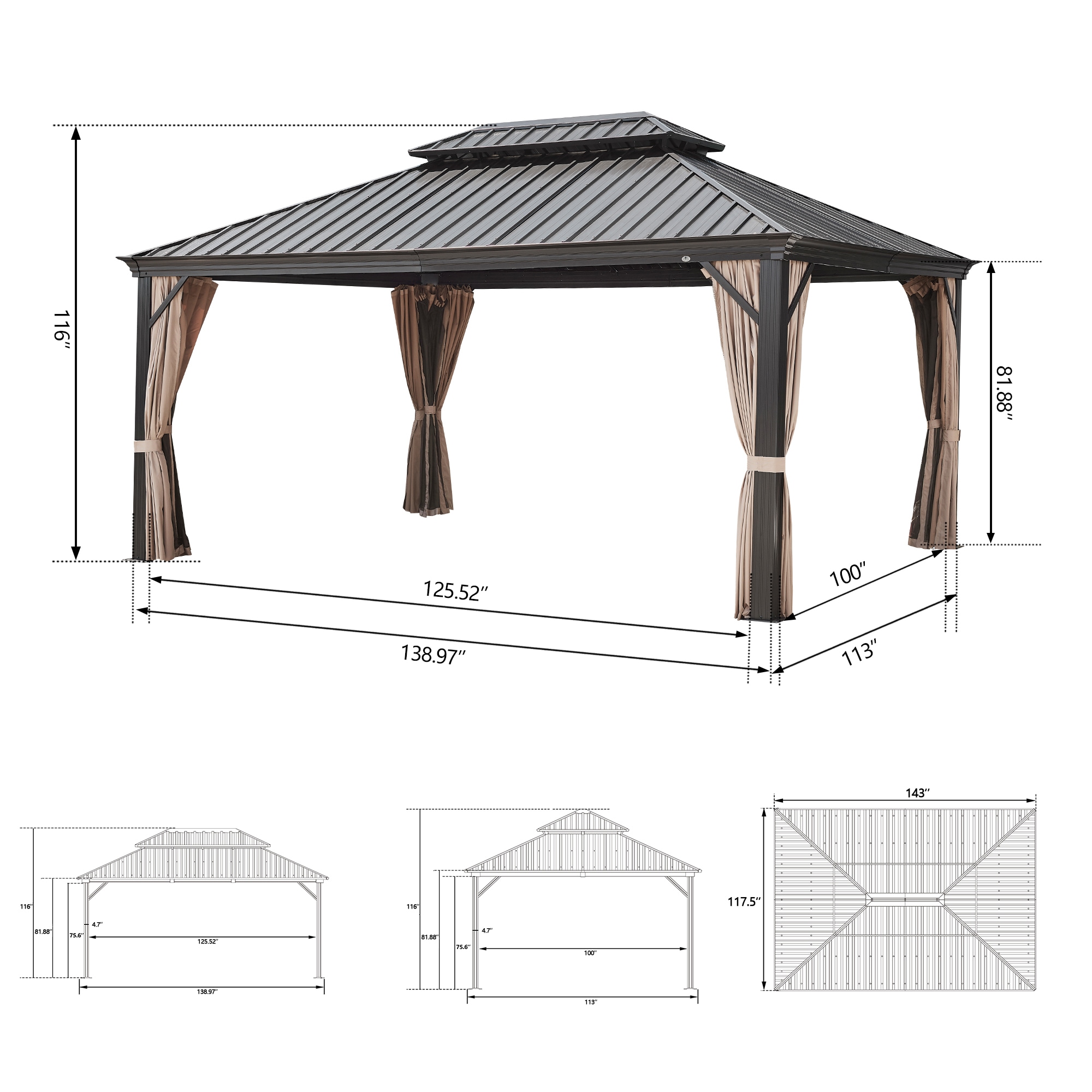 PEAK HOME FURNISHINGS 970309 Wood-Resin-Gazebos - View #4