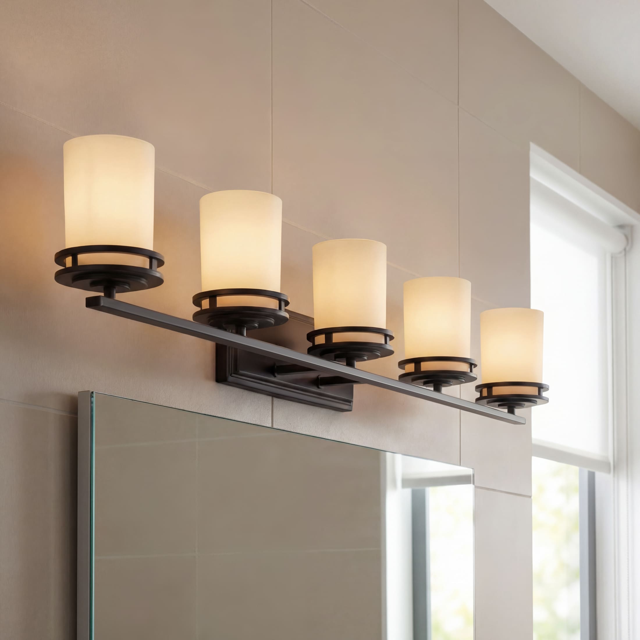 Kichler Hendrik 43-in 5 Light Antique Bronze Modern/contemporary Bathroom Vanity light