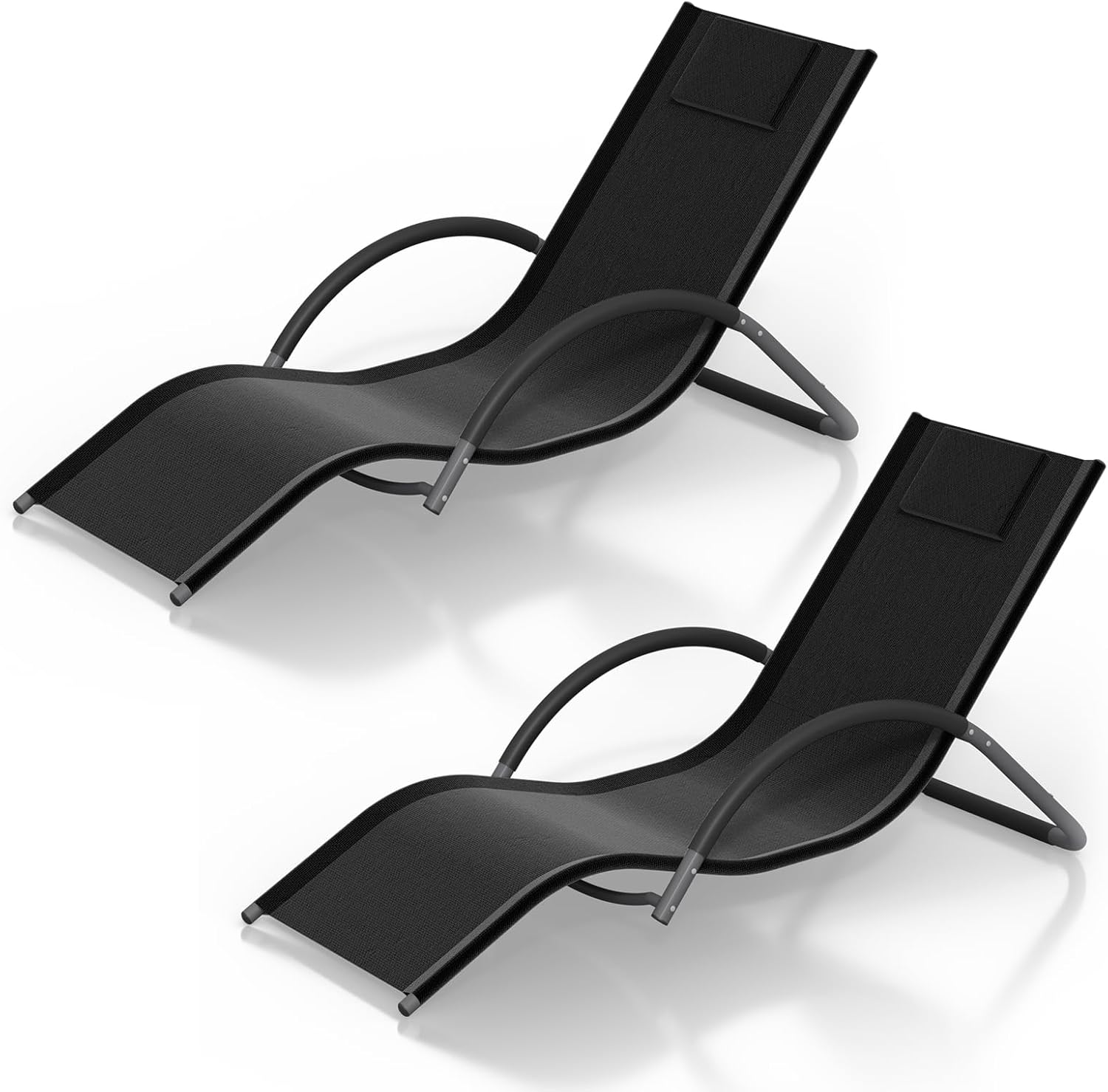 Garvee - Set of 2 OutdoorChaise Lounge Chairs Featuring an Adjustable Backrest with Multiple Angl...