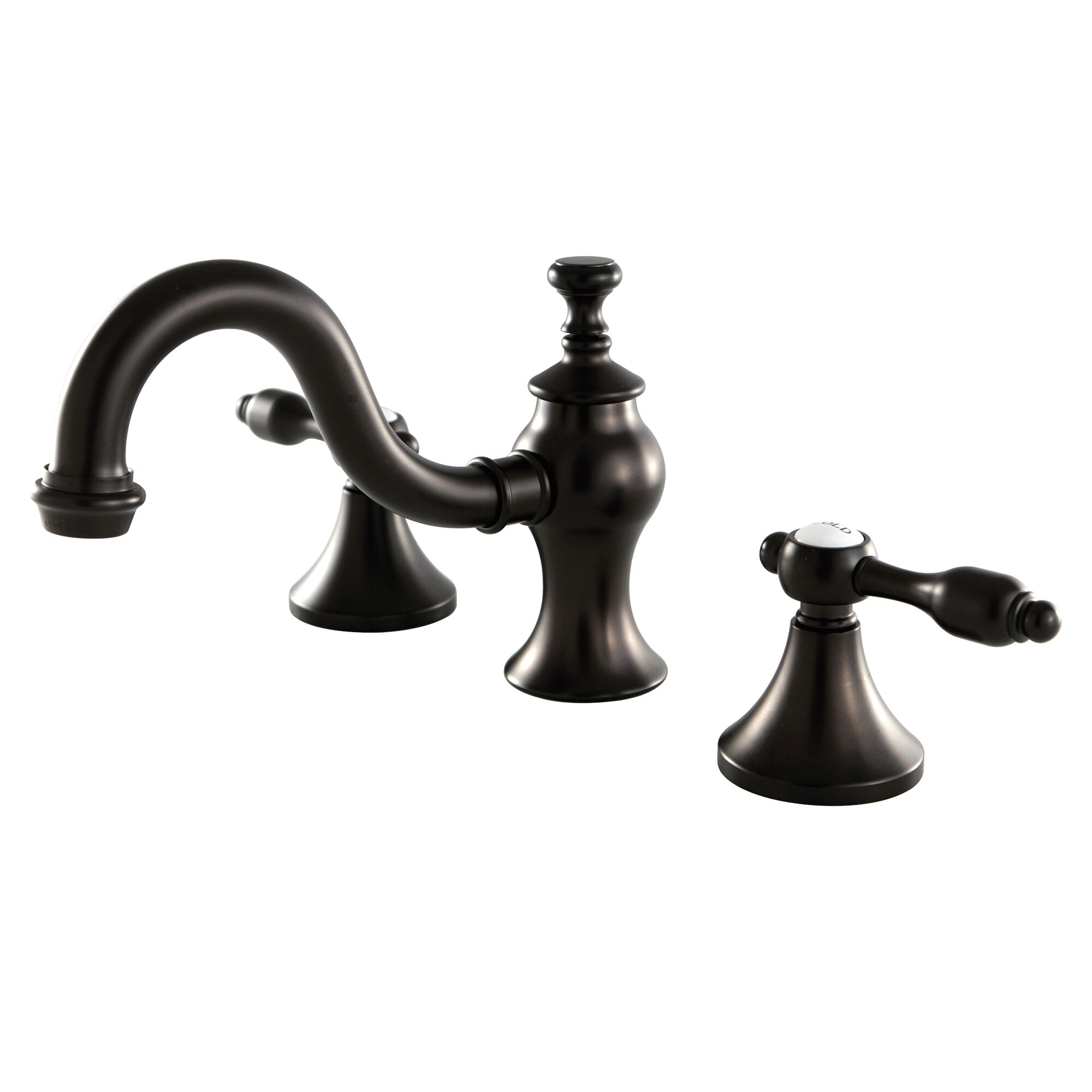 Kingston Brass WLKC7165TAL Tudor Oil-rubbed bronze Widespread 2-handle Mid-arc Residential Handle Bathroom Sink Faucet with Drain