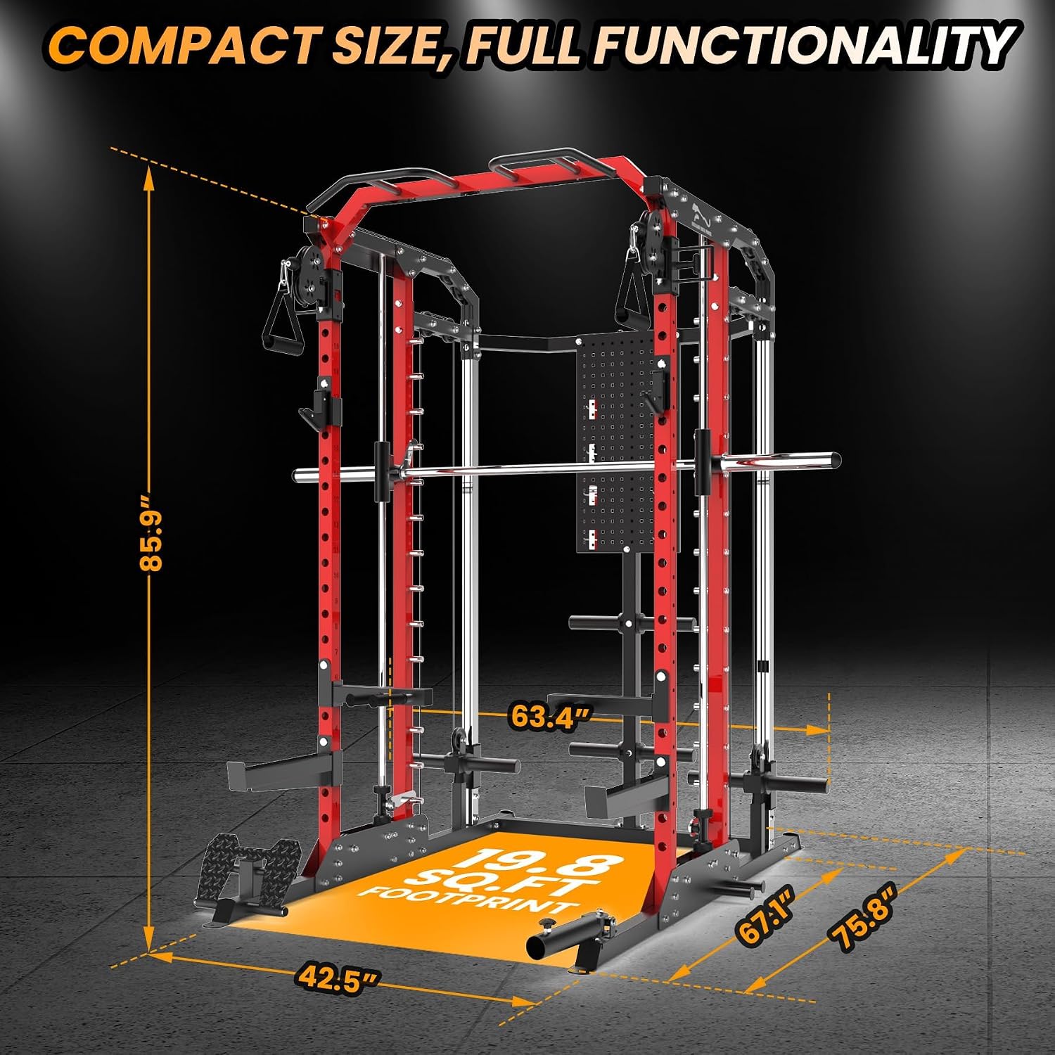 Garvee Power Cage Smith Machine 2400 Lbs Superior Multi-Functional ...