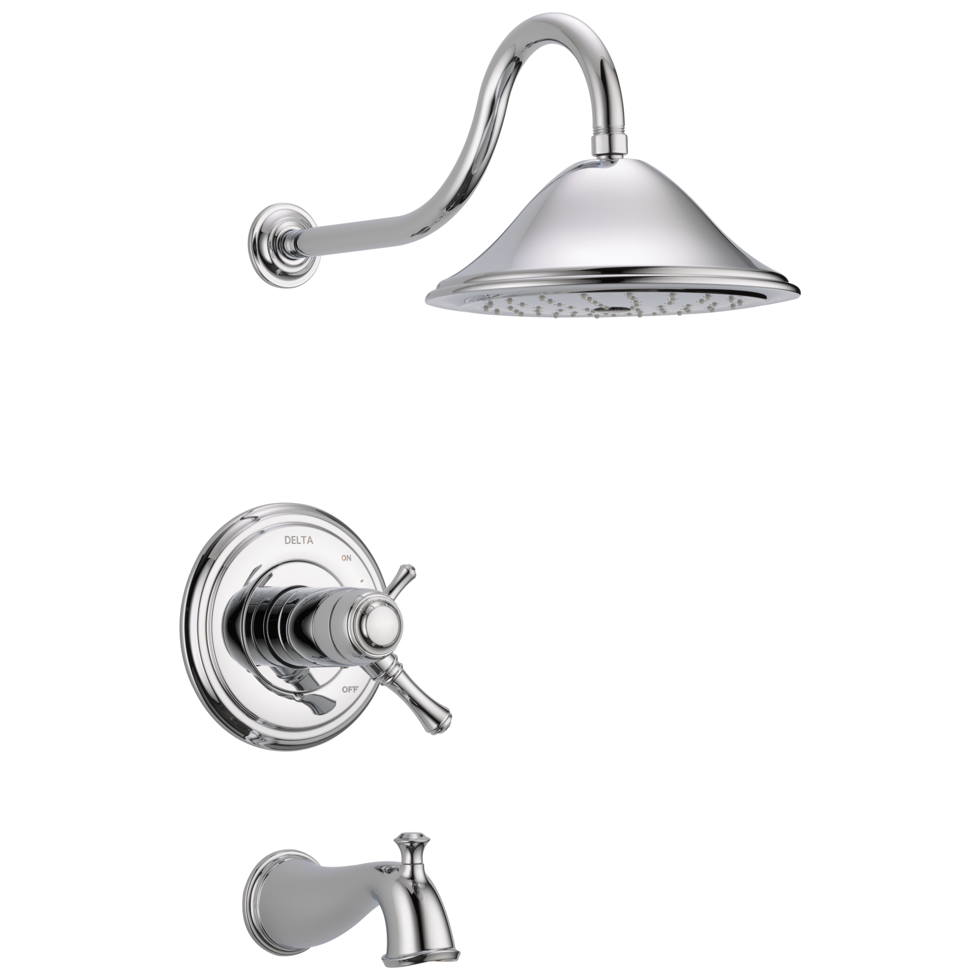 Delta T17T497 Cassidy Thermostatic Chrome 2-handle Single function 9.375-Inches Round Bathtub and shower Faucet