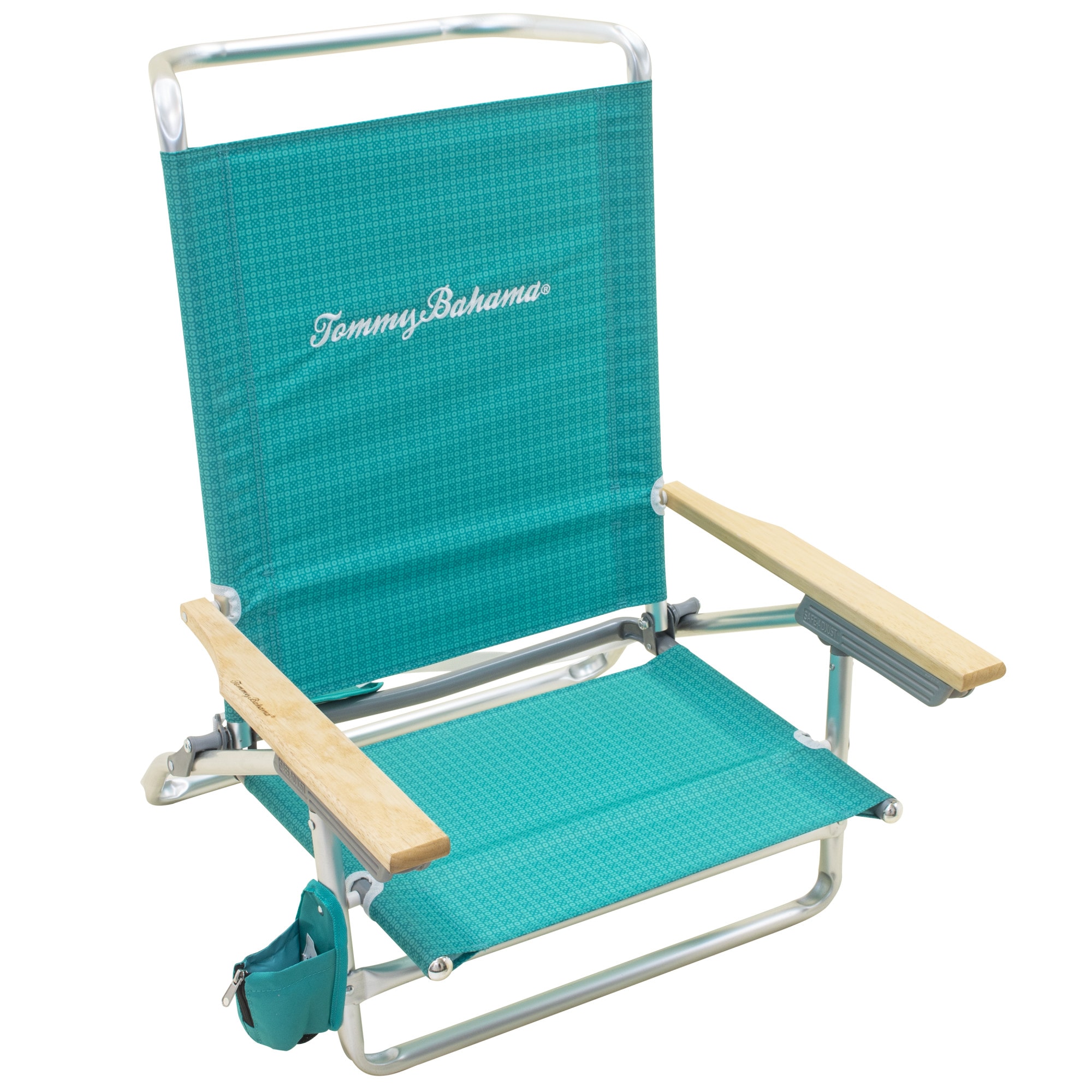 Tommy Bahama Polyester Teal Folding Beach Chair Adjustable and