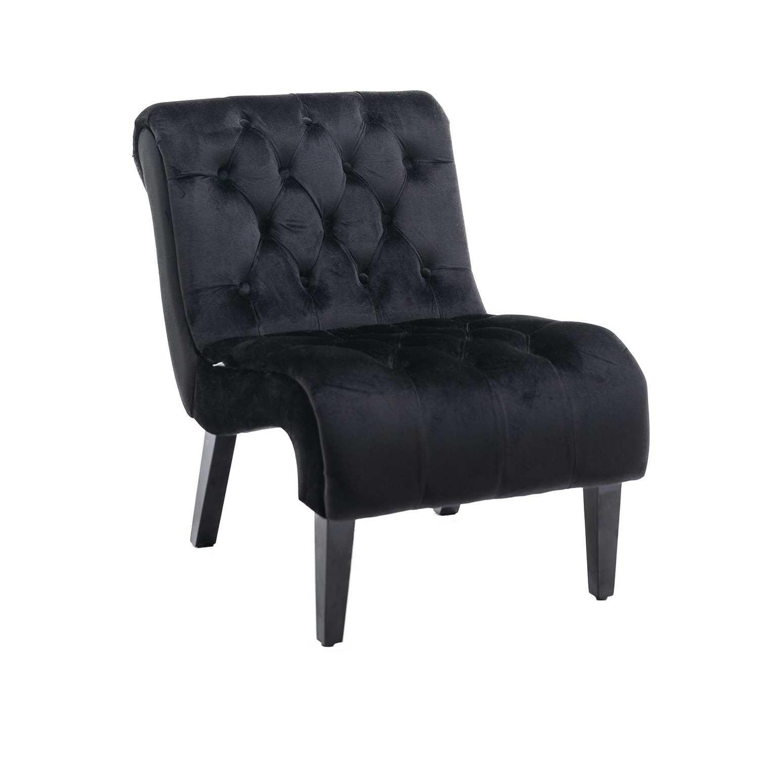 Bybafun YA6100053 Vintage Black Velvet Accent Chair