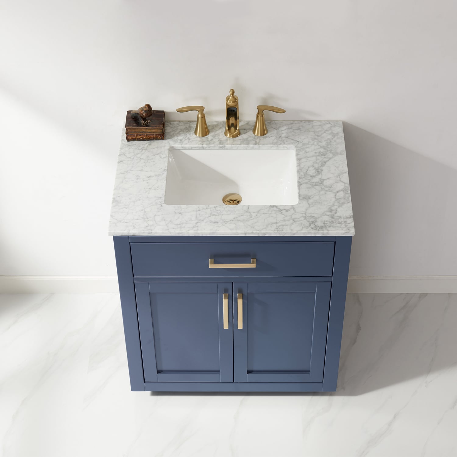 Royal Blue 30" Single Vanity with Carrara Marble Top