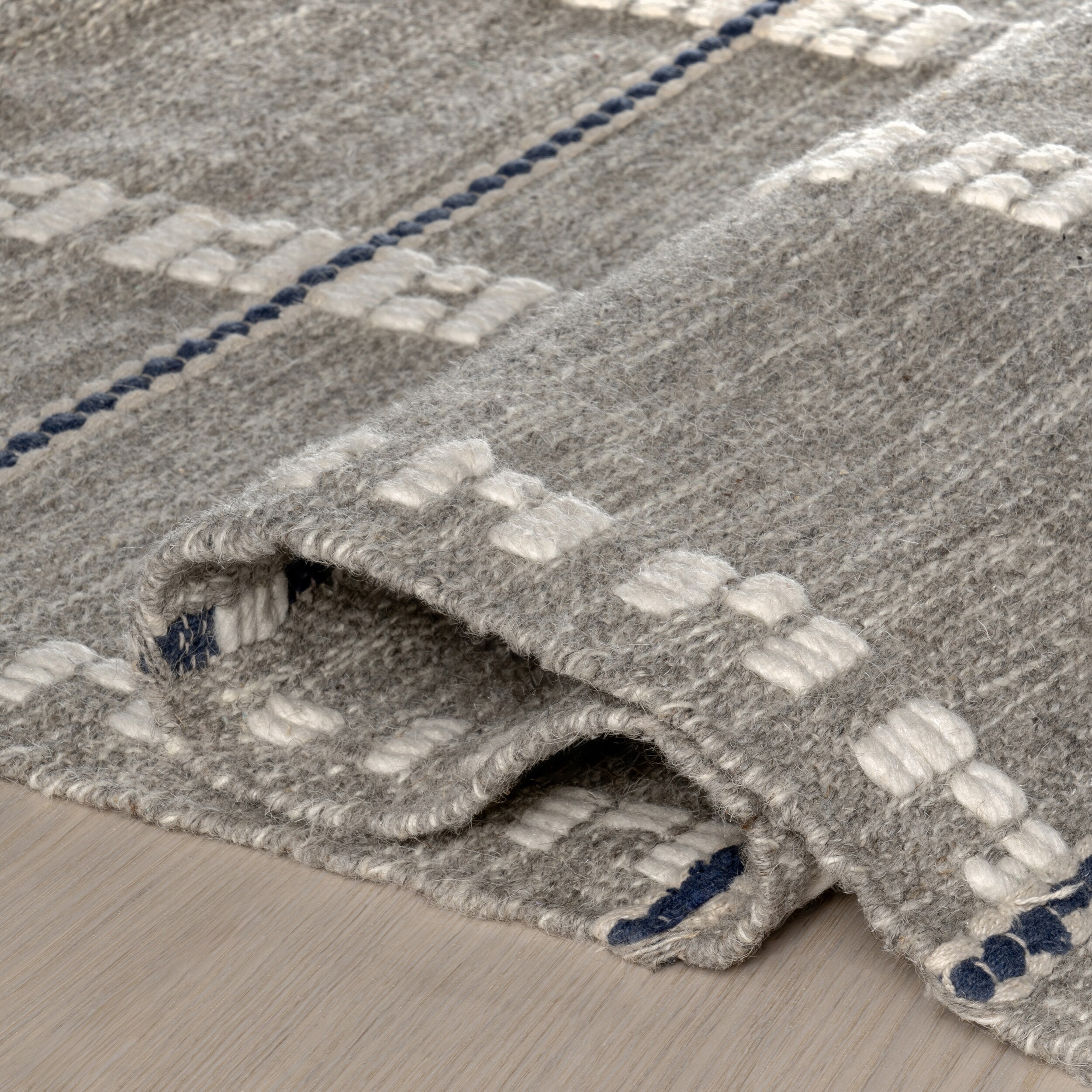 nuLOOM Morgan Geometric Check Wool and Cotton 4ft. x 6ft. Grey Area Rug ...