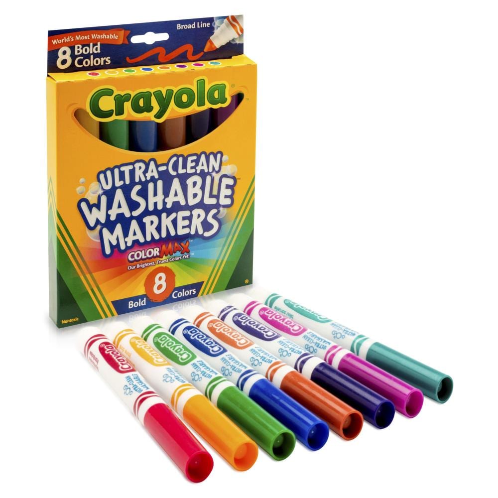 Crayola ColorMAX Ultra-Clean Washable Markers, Broad Line, Bold Colors ...