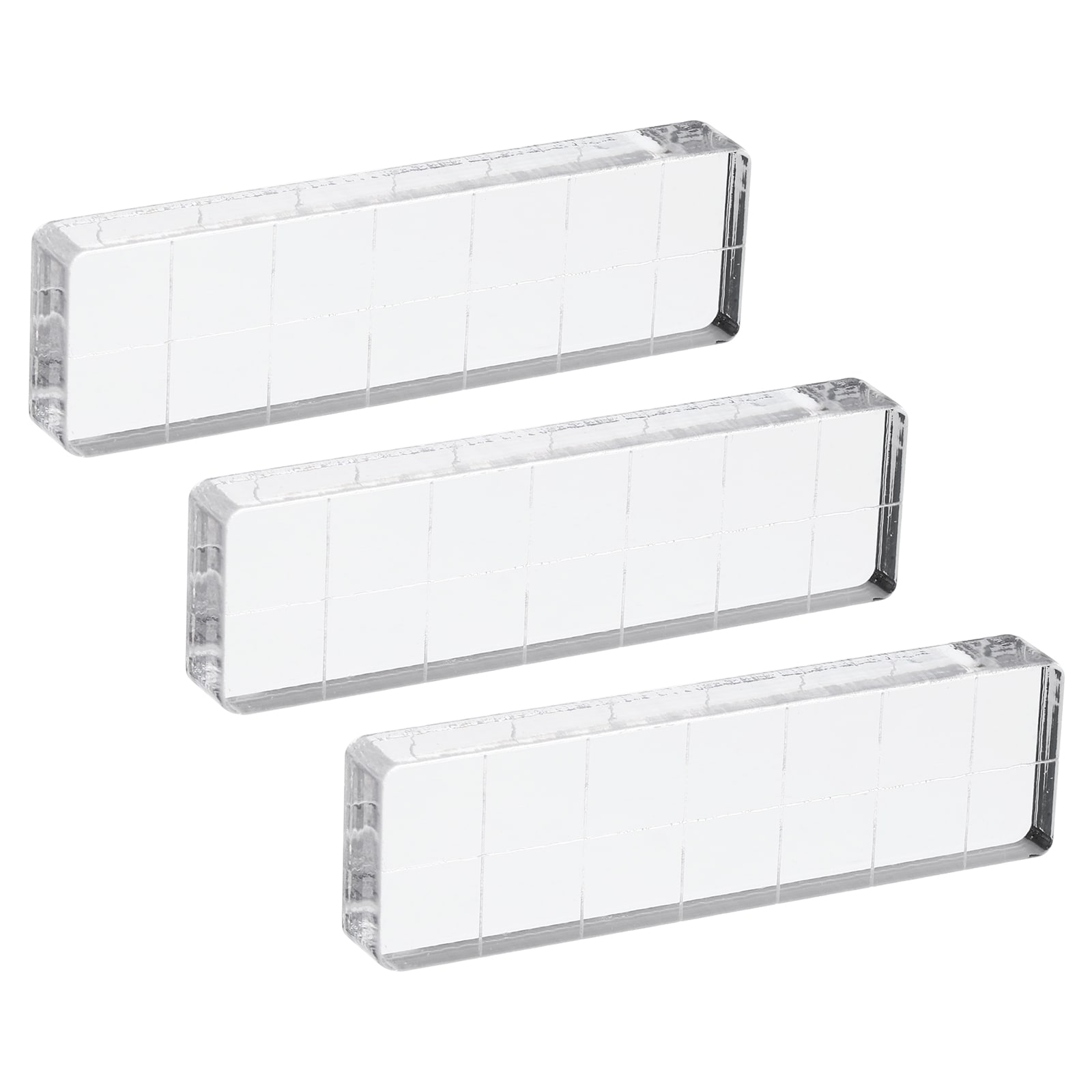 PATIKIL Acrylic Stamp Block 3pcs Stamping Block Rectangular Shape with Grid Lines Decorative Mounting Blocks Set for Scrapbooking DIY Crafts Card Making 2.8x0.8 Inch