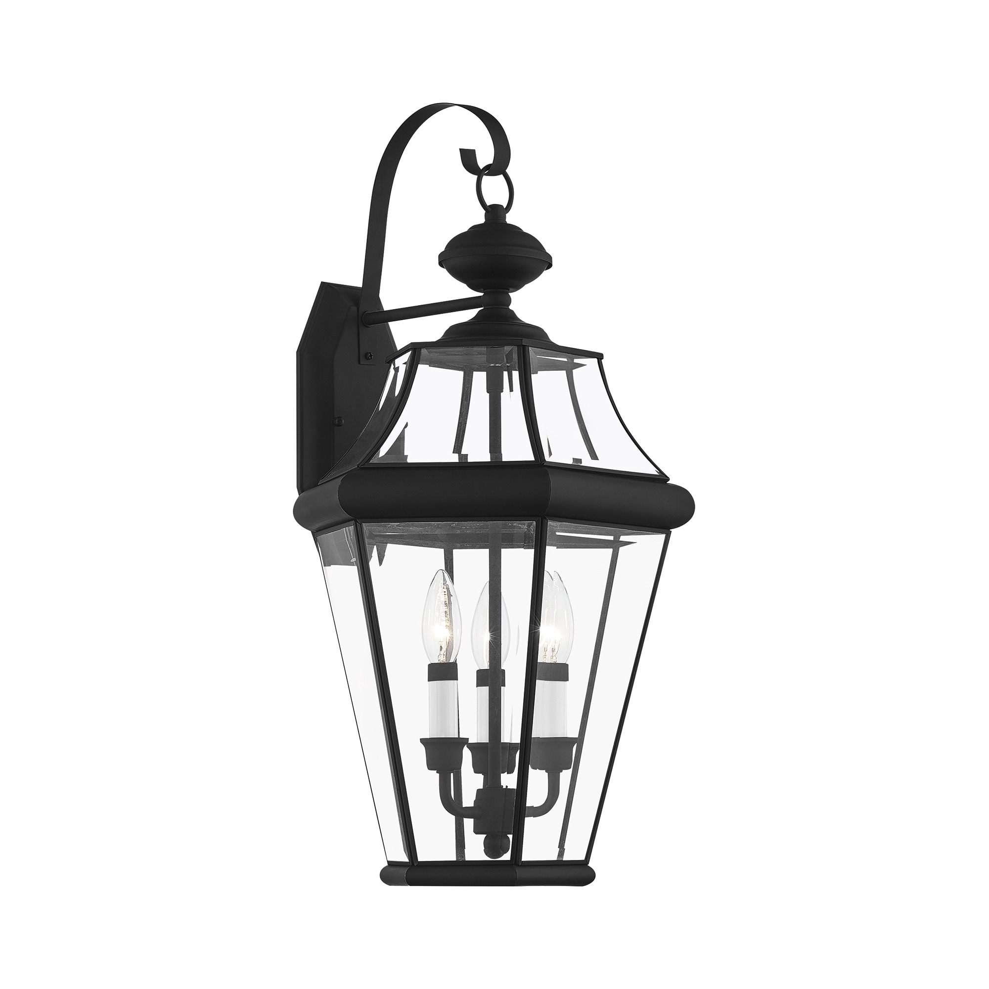 Livex Lighting 2361-04 Georgetown 3 -Light 24-in H Matte Black Hardwired Outdoor Wall Light