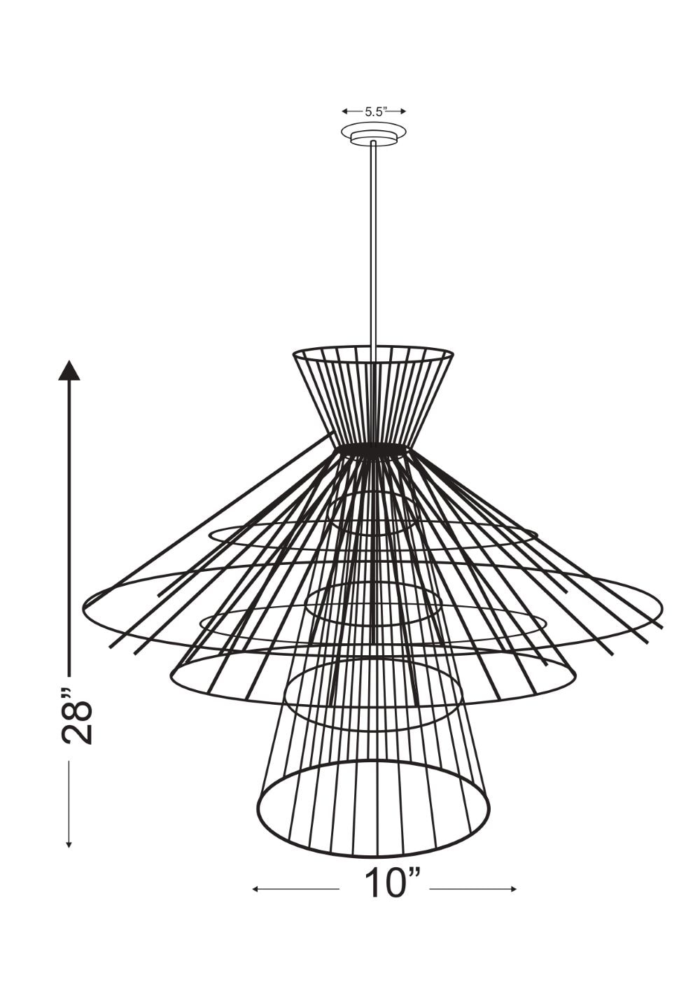 Matte Black 8-Light Industrial Cage Chandelier