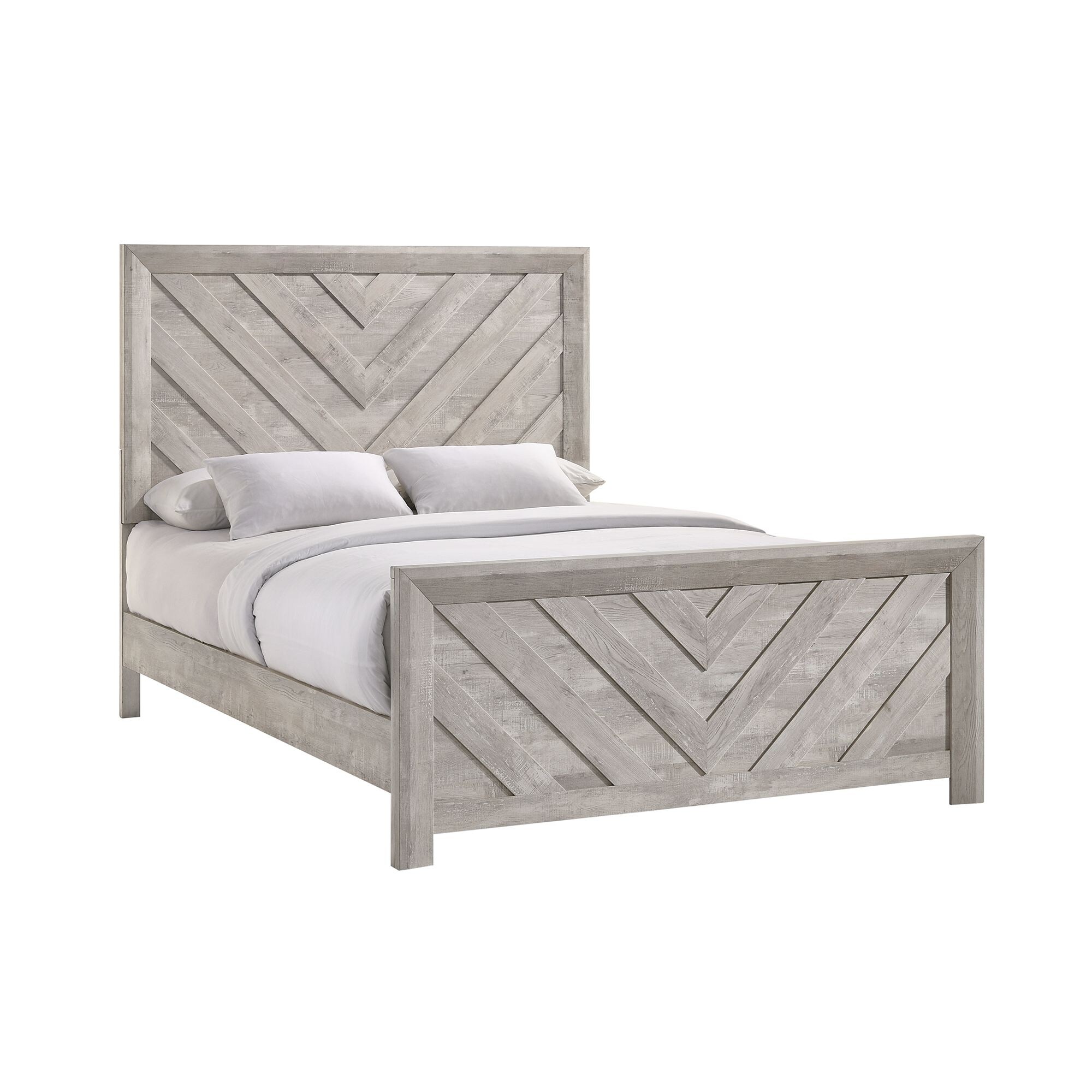Keely Ash White Chevron Panel 5-Piece Bedroom Set