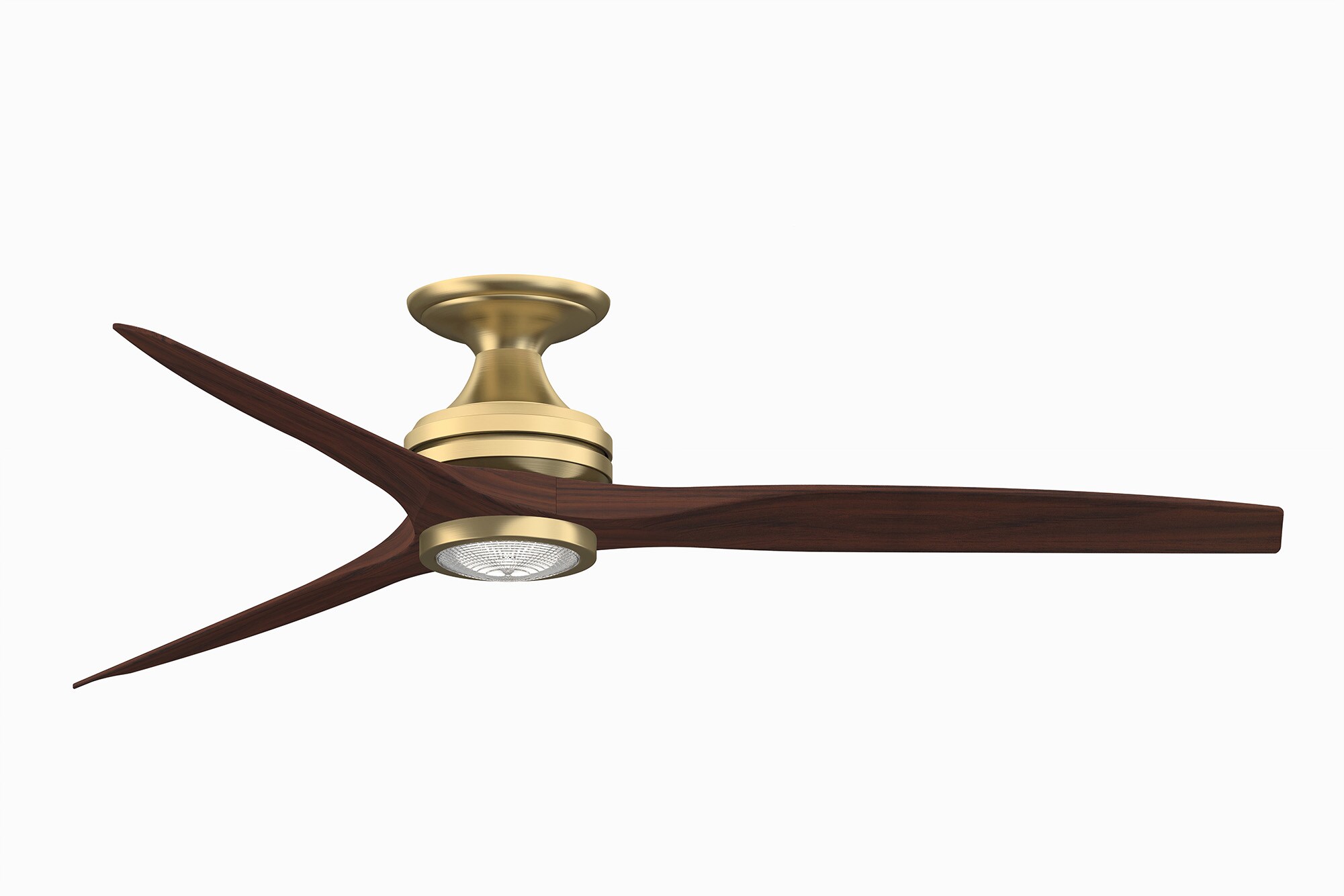 Fanimation FP6721BBS-60WK-LK-F Spitfire 60-in Integrated LED Outdoor Flush Mount Brushed Satin Brass with Whiskey Wood Blades Propeller Ceiling Fan With Light - Remote Included ( 3 -Blade )