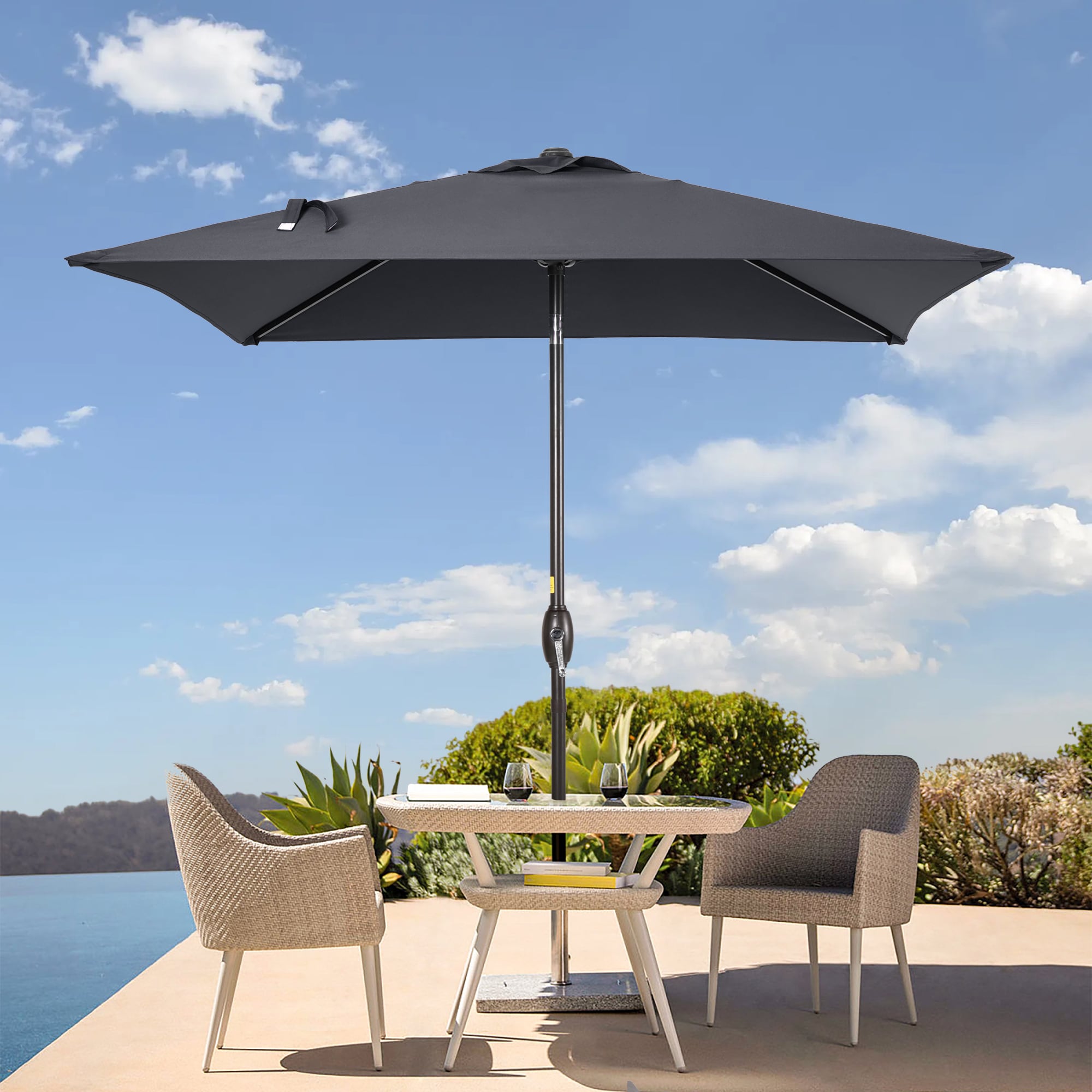ACEGOSES LW-6565SG 6.5-ft Steel Gray Push-button Tilt Market Patio Umbrella