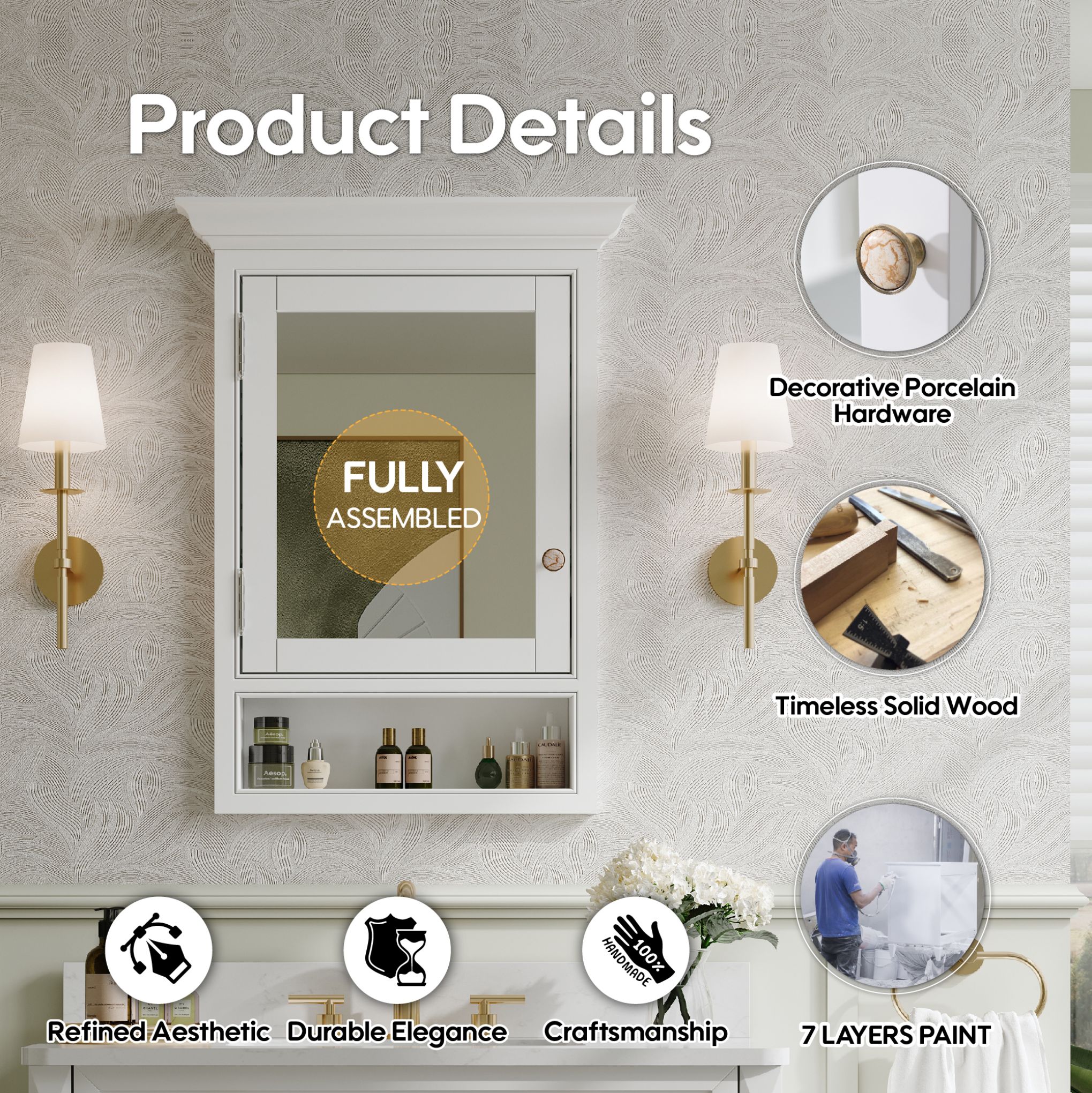 WELLFOR KA2432MCL-WT Bathroom-Medicine-Cabinets - View #14