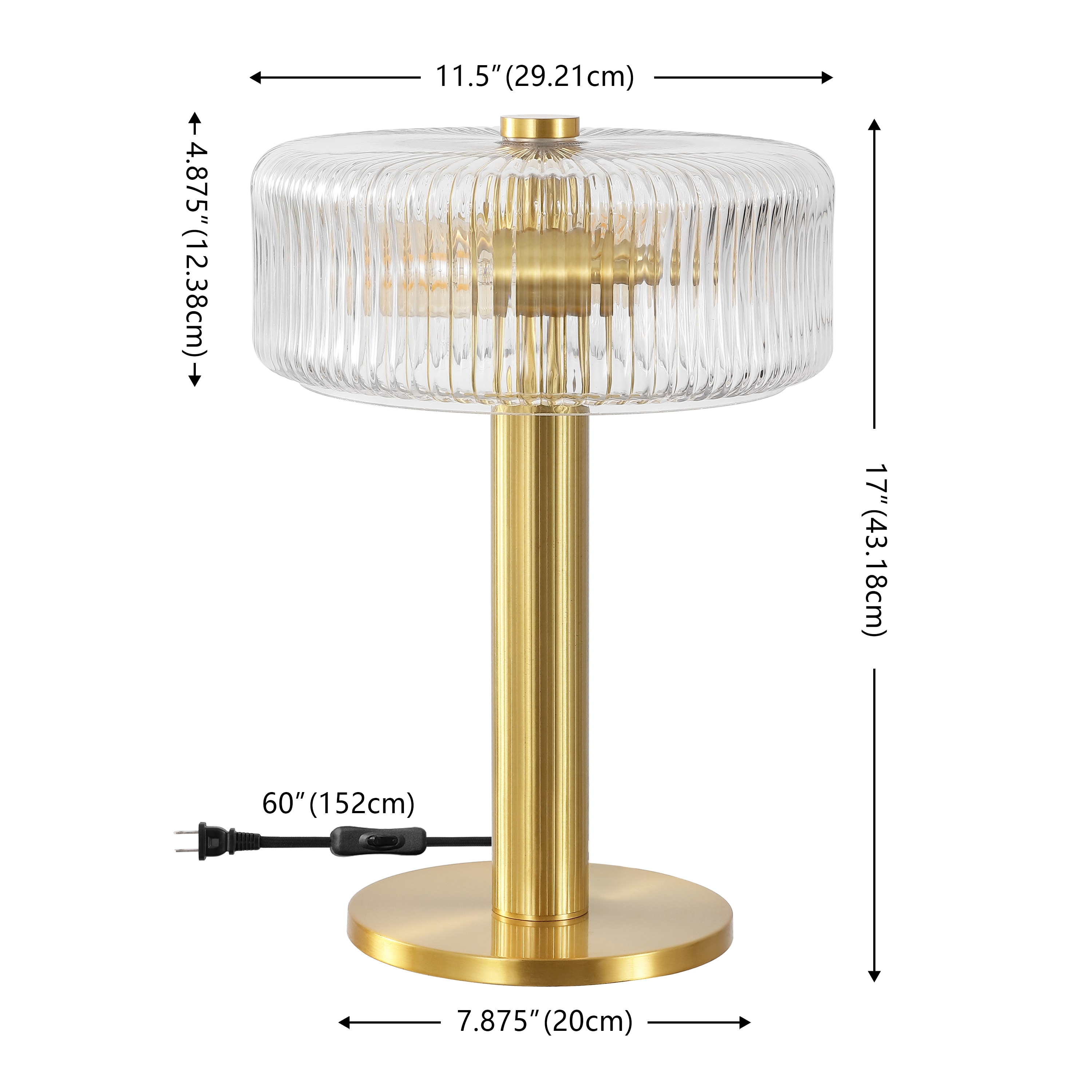 Safavieh Table Lamps 17-in Clear LED Table Lamp with Glass Shade