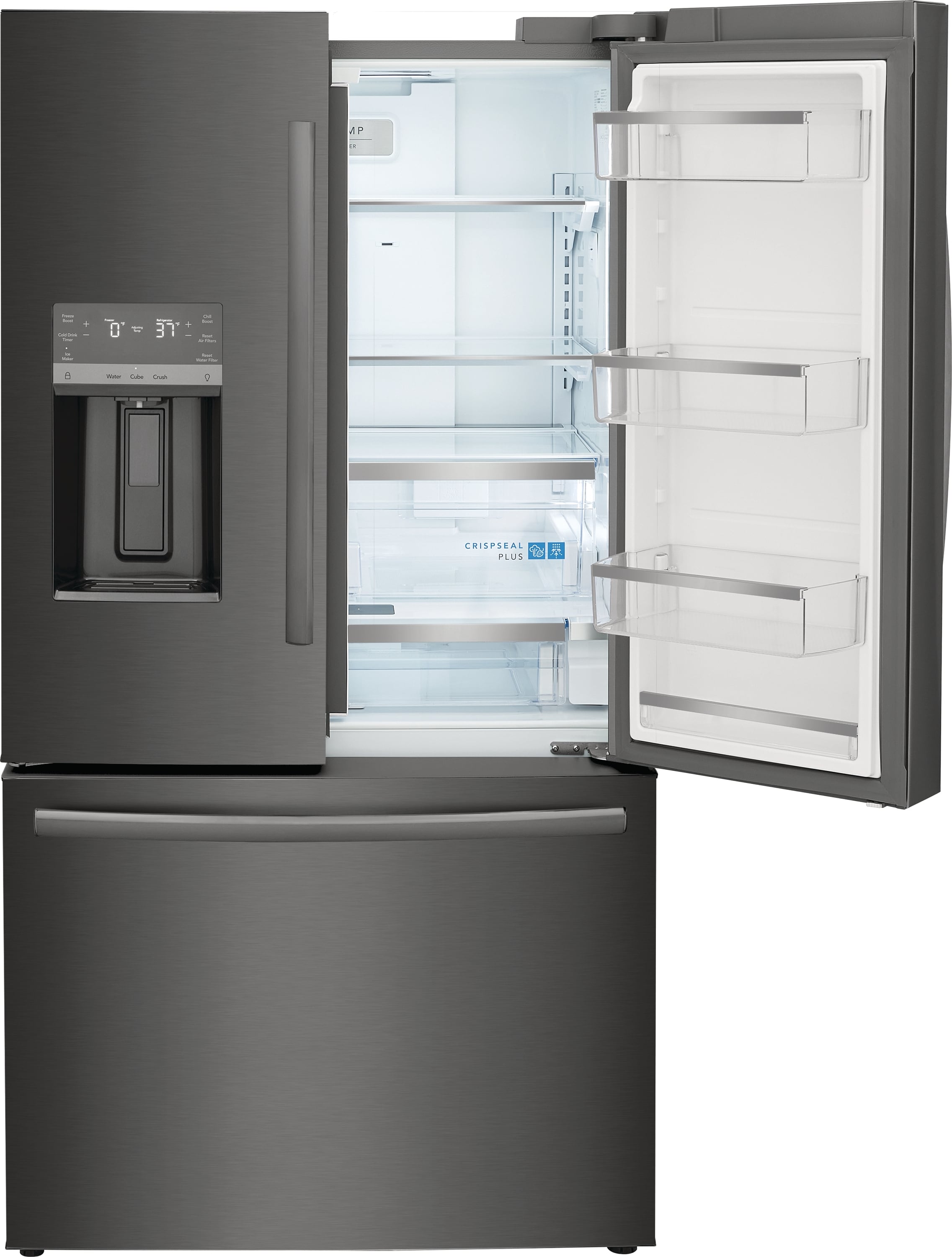 Frigidaire French Door Refrigerator & Gas Range Suite in Black Stainless  Steel