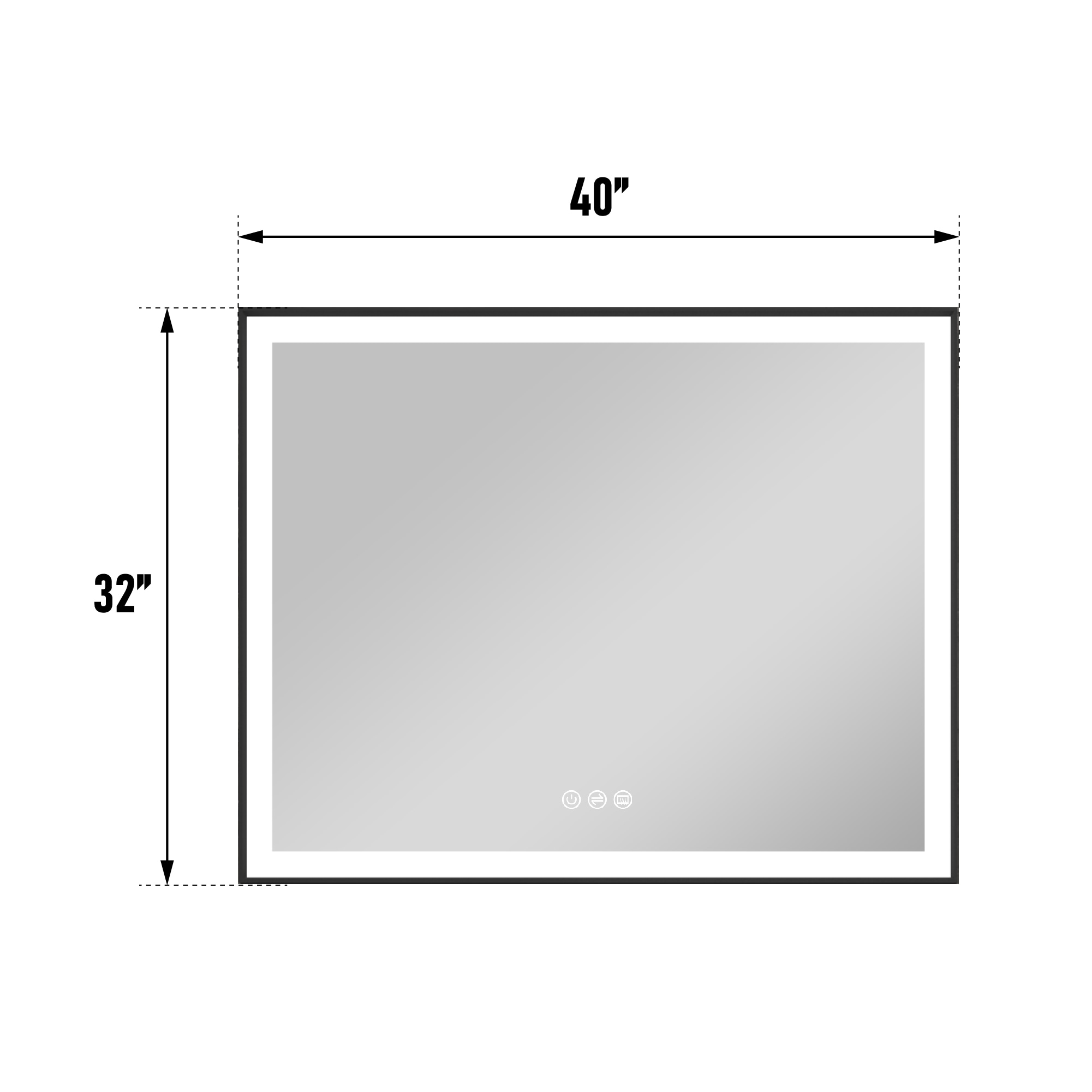 WELLFOR M1 Dimmable Bathroom Mirror 40-in x 32-in Framed Dimmable LED ...