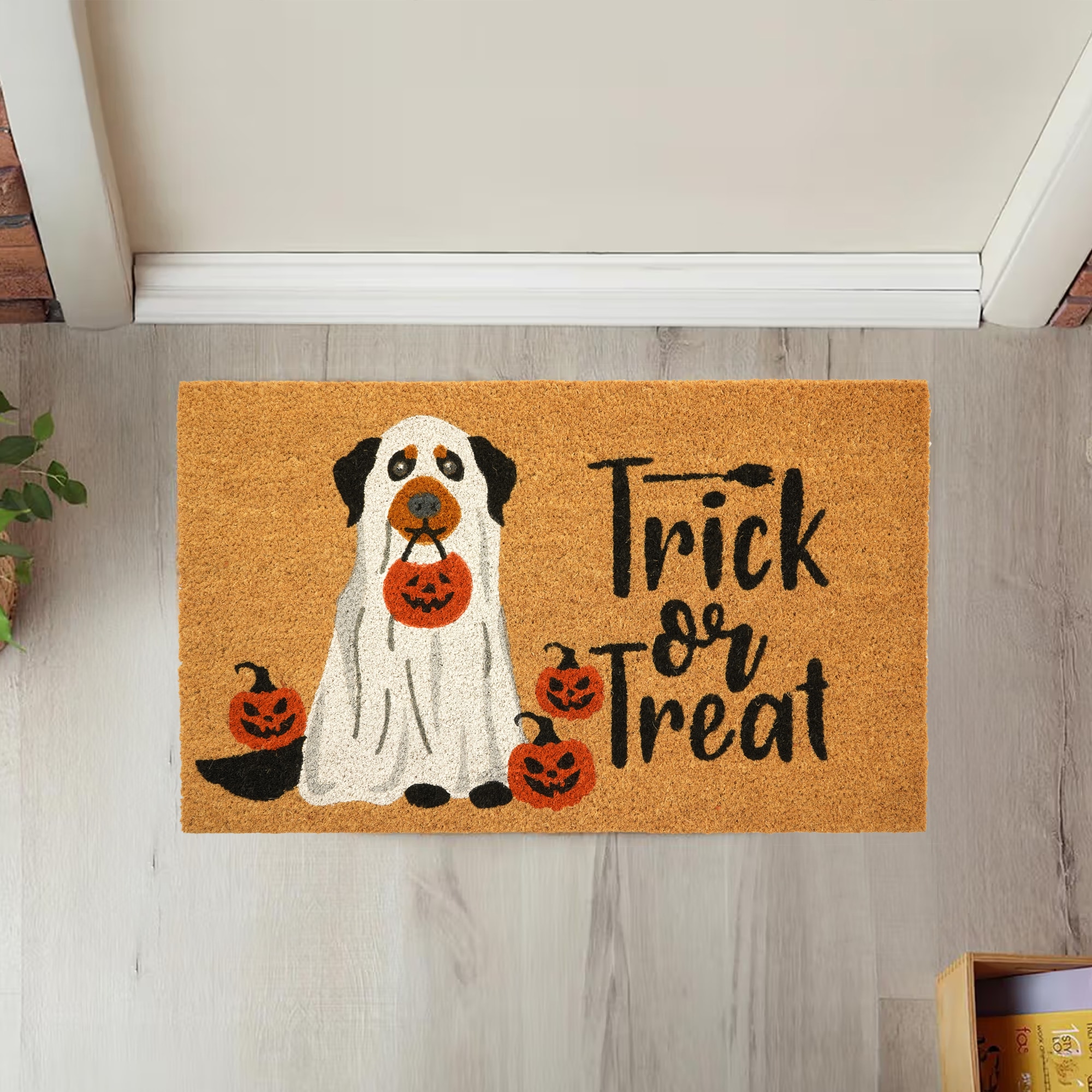 Haunted Living 18-in x 30-in Natural Coir Non-Slip Grip Indoor or outdoor Door Mat