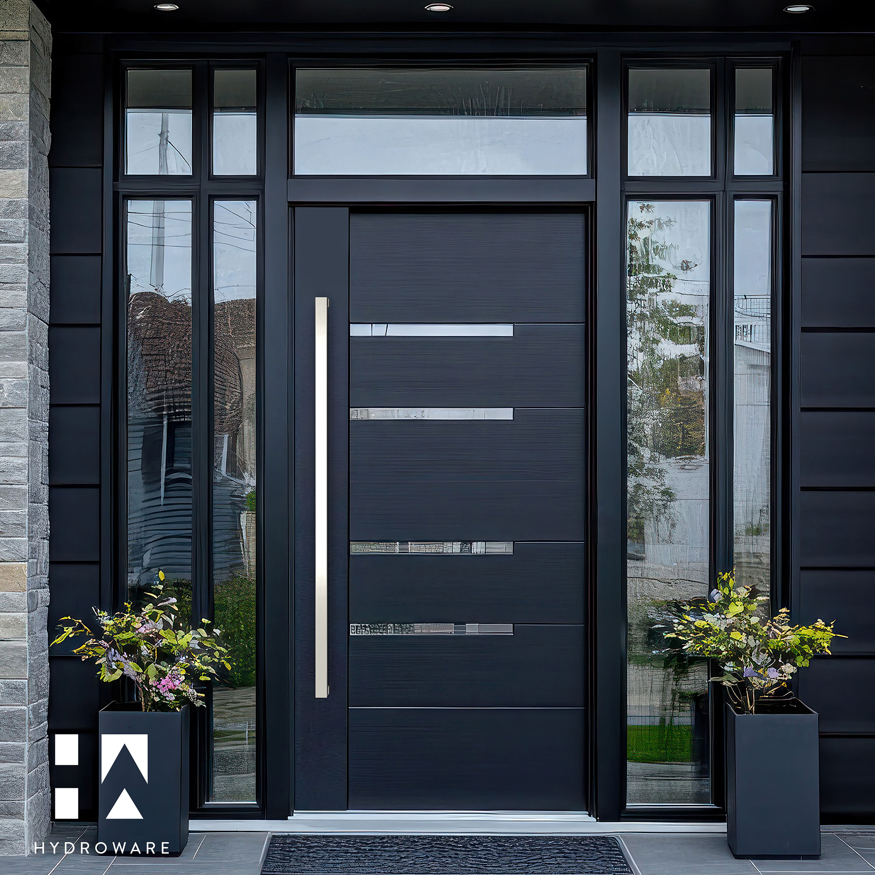 48 Inch Brushed Stainless Steel Contemporary Door Handle Set