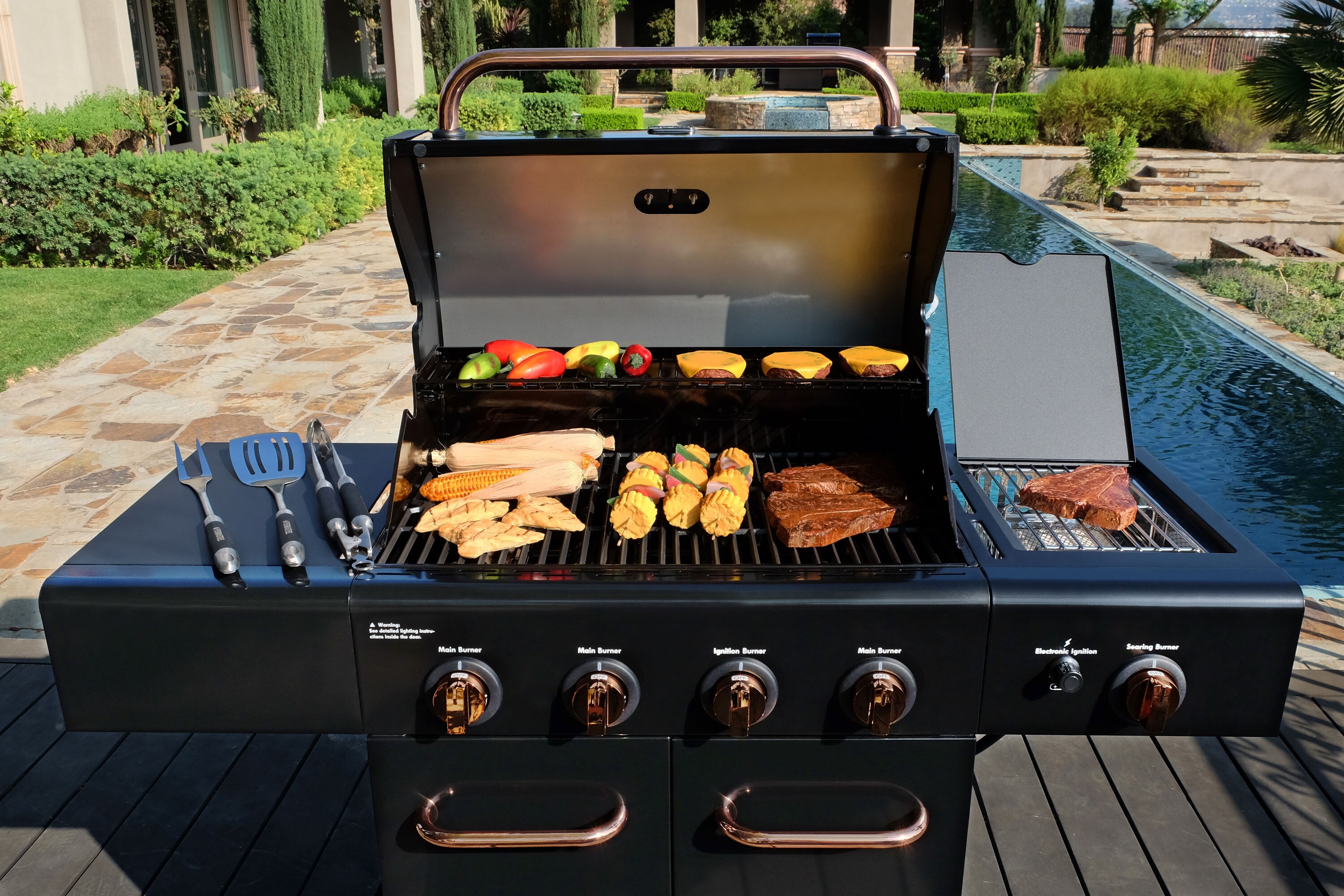 Kenmore Black and Copper 4-Burner Propane Gas Grill with Side Burner