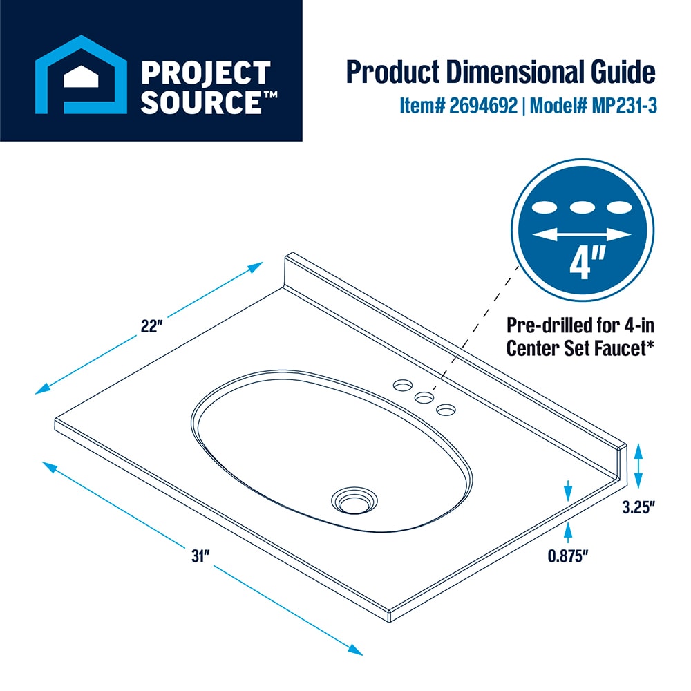 Project Source MP231-3 Vanity-Tops - View #5