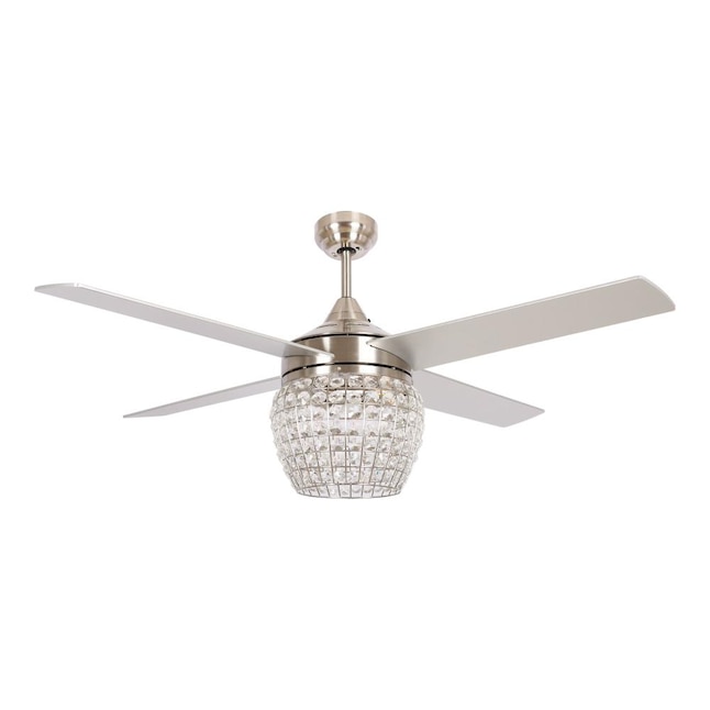 Parrot Uncle 52 In Brushed Nickel Led Indoor Chandelier Ceiling Fan With Remote 4 Blade The Fans Department At Com Parrot Uncle 52 In Brushed Nickel Led, Modern Crystal Ceiling Fan With Remote Control Satin Nickel