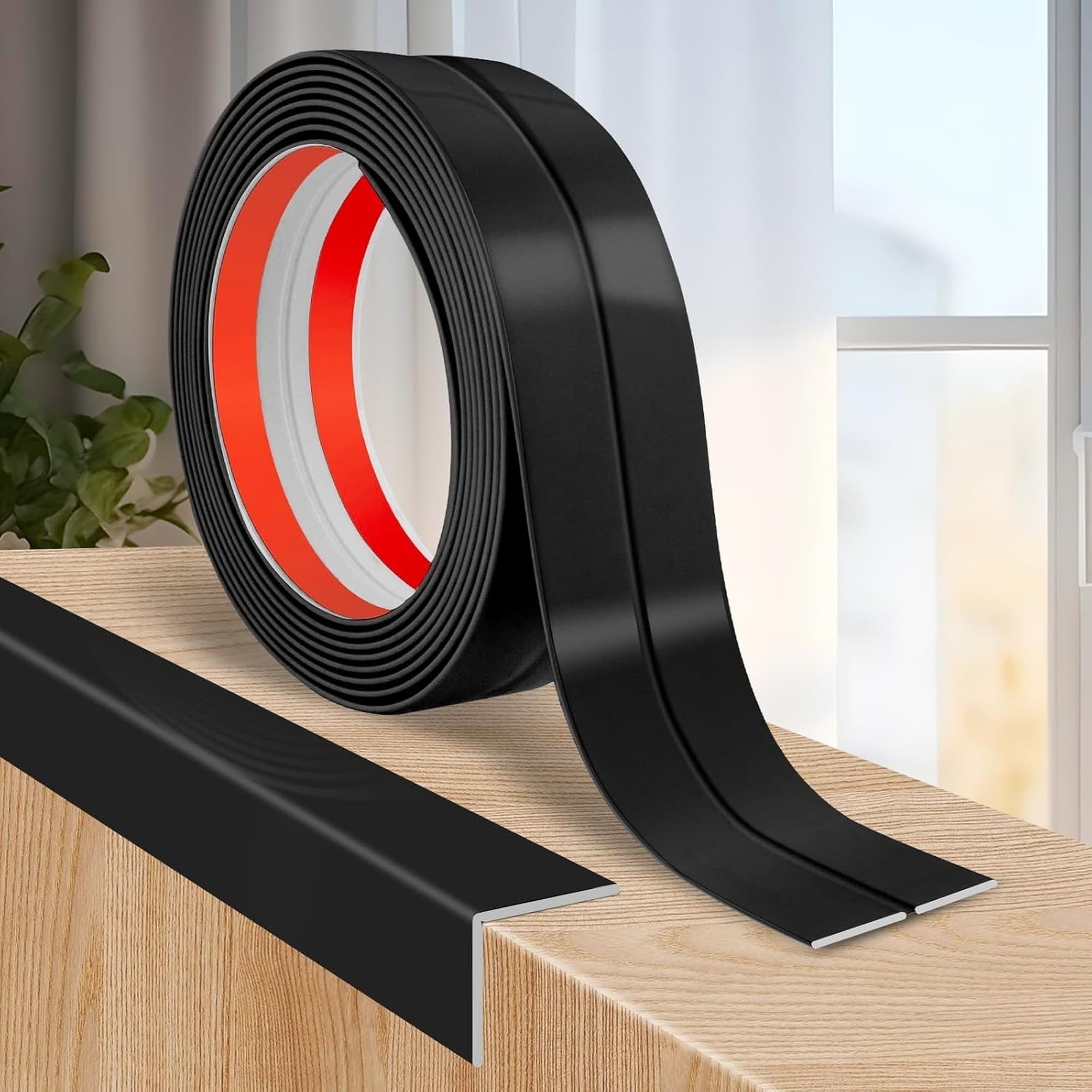 Angel Sar 1.6in x 10ft Black Flexible Wall Corner Protector Moulding Trim Peel and Stick Wall Corner Guards Edge Protector Self Adhesive Molding Trim Strip for Edge Ceiling