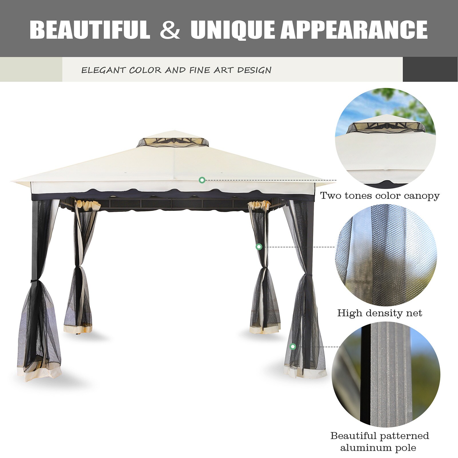StarEcho ZP02-CREAM Wood-Resin-Gazebos - View #4
