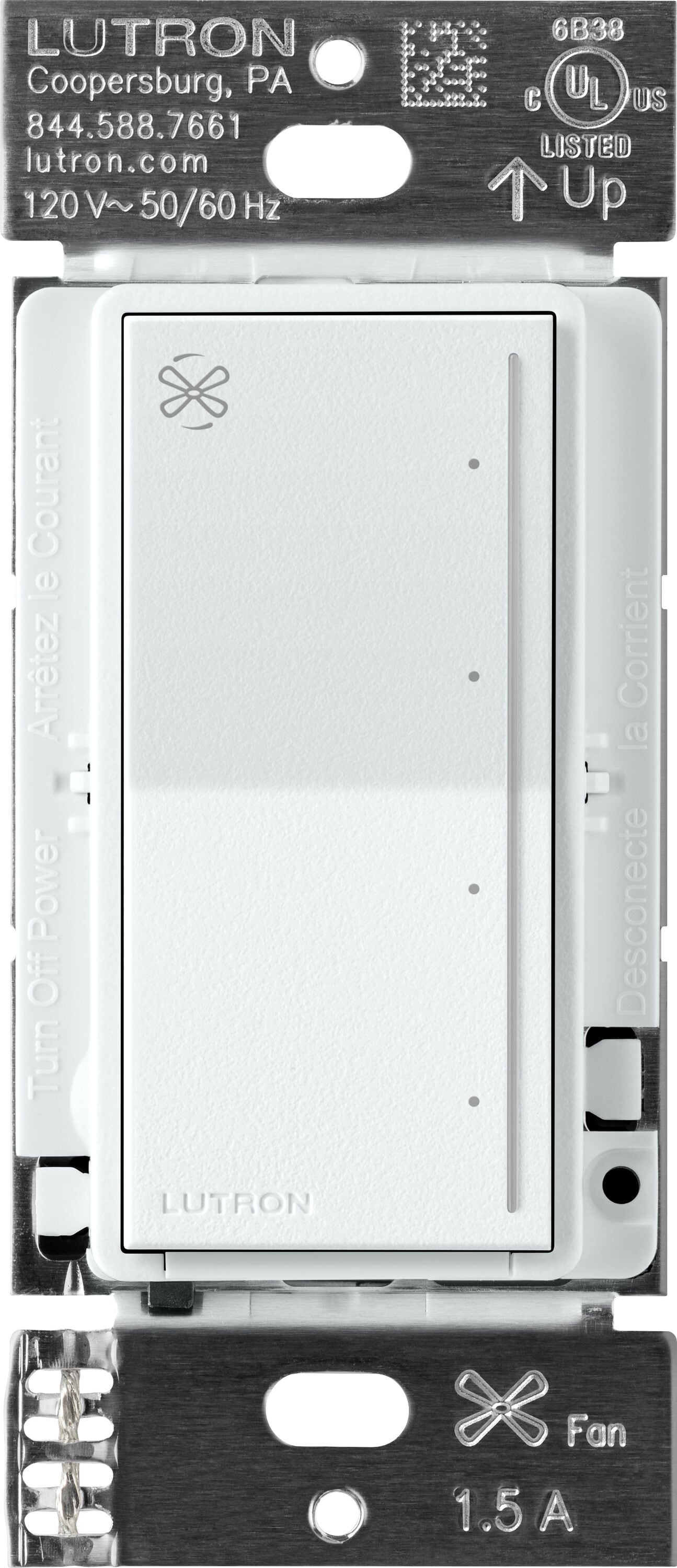 Lutron ST-FSQ-N-GL Sunnata Fan Control 1.5 -Amp 4-speed Touch Fan Control Glacier White