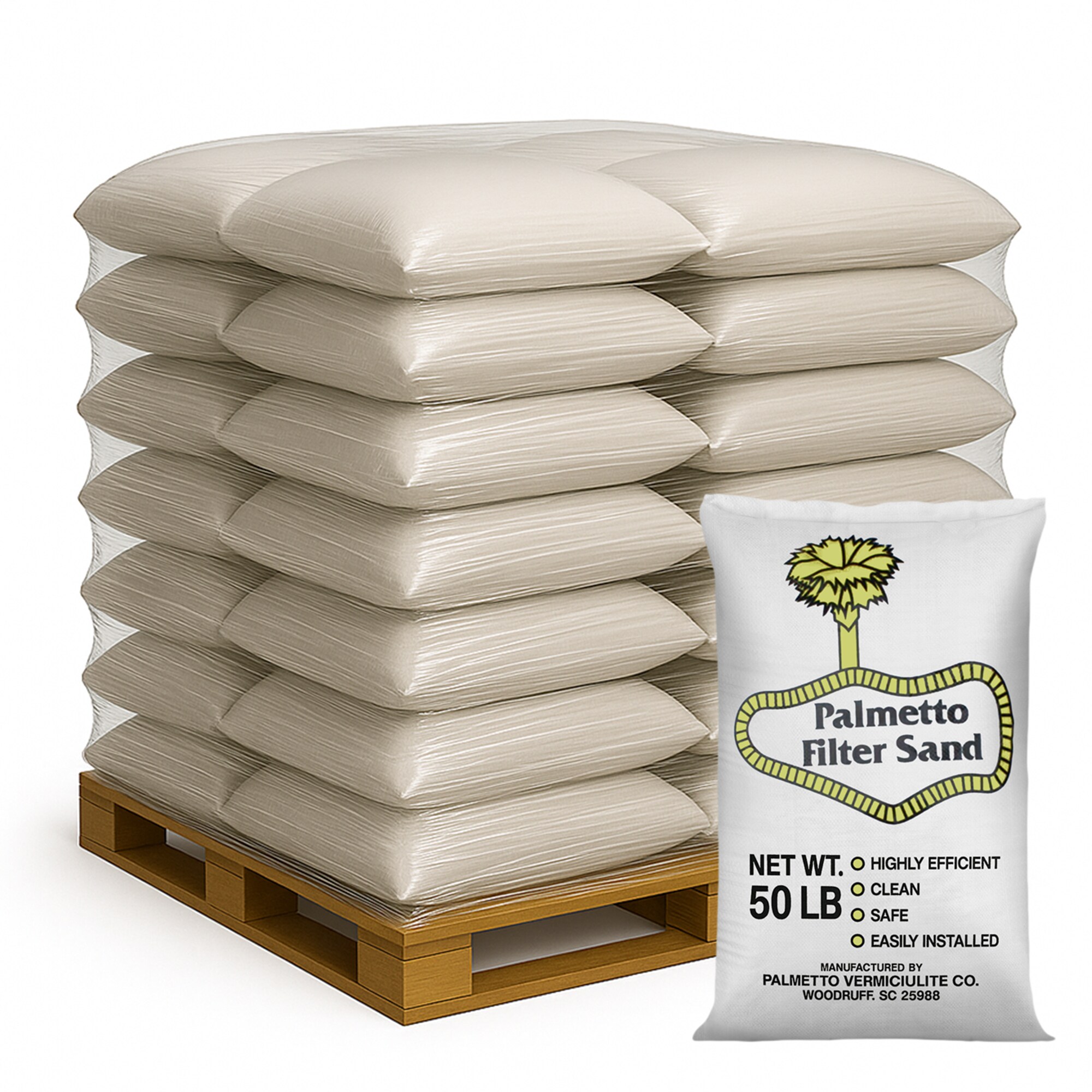 Palmetto Vermiculite Palmetto Filter Sand for Residential/Commercial Pool Sand Filters 50lb 56 Pack