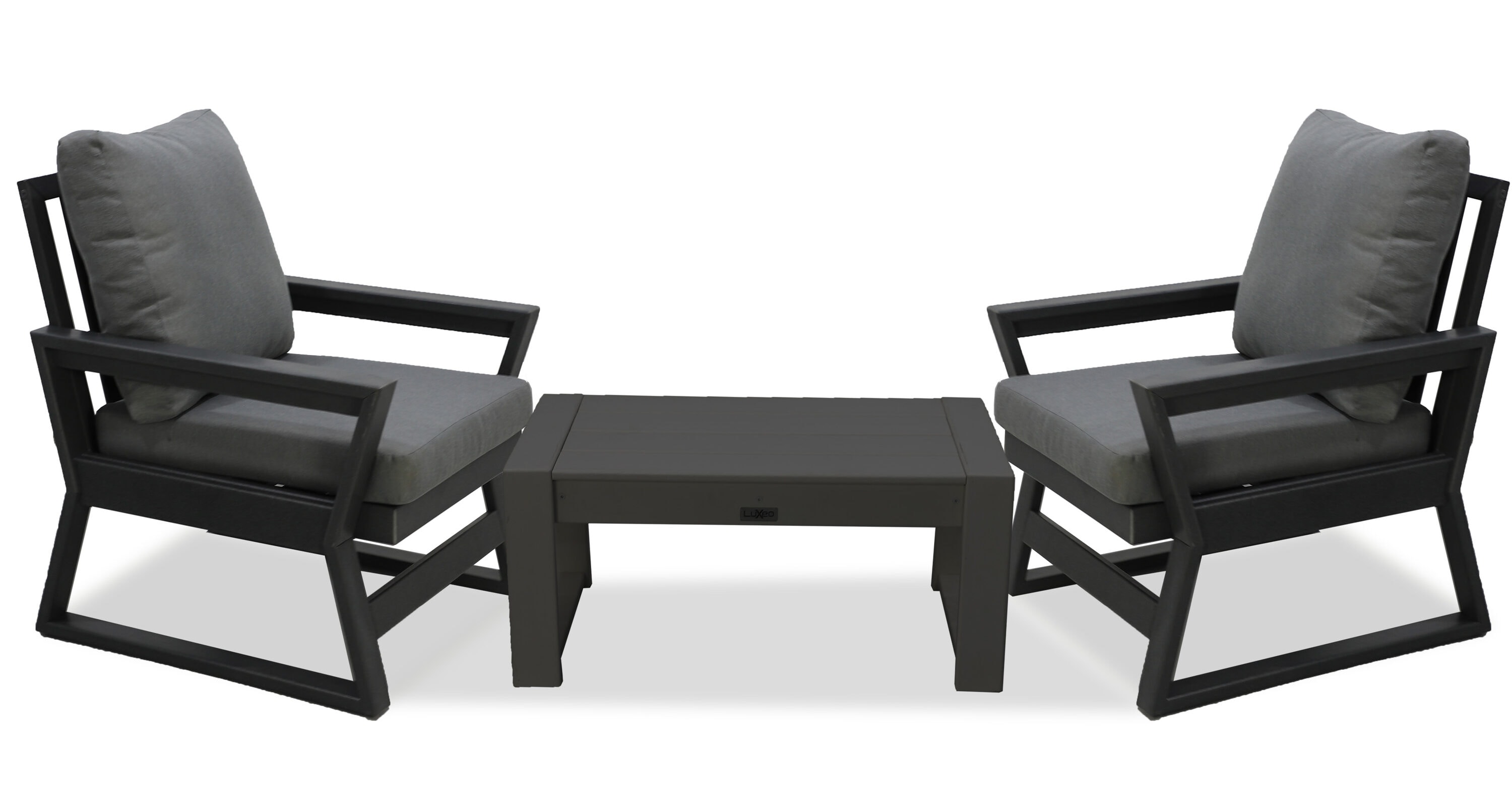 Malibu Gray HDPE 2-Person Outdoor Seating Set with Cushions