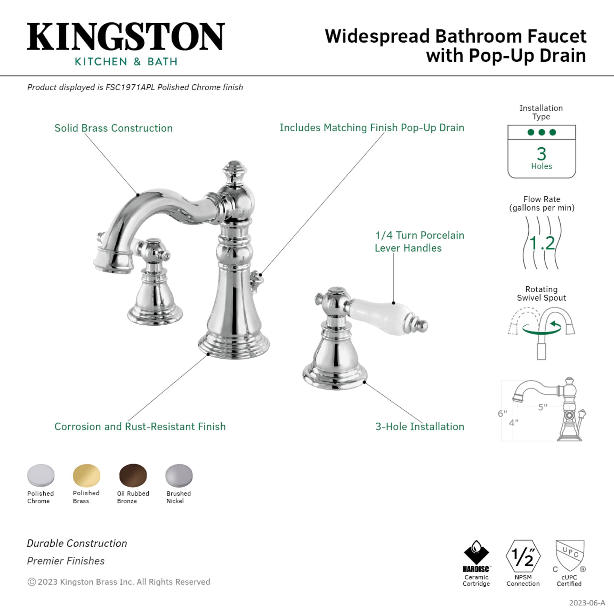 Kingston Brass WLFSC1972APL Lavatory-Faucets - View #2