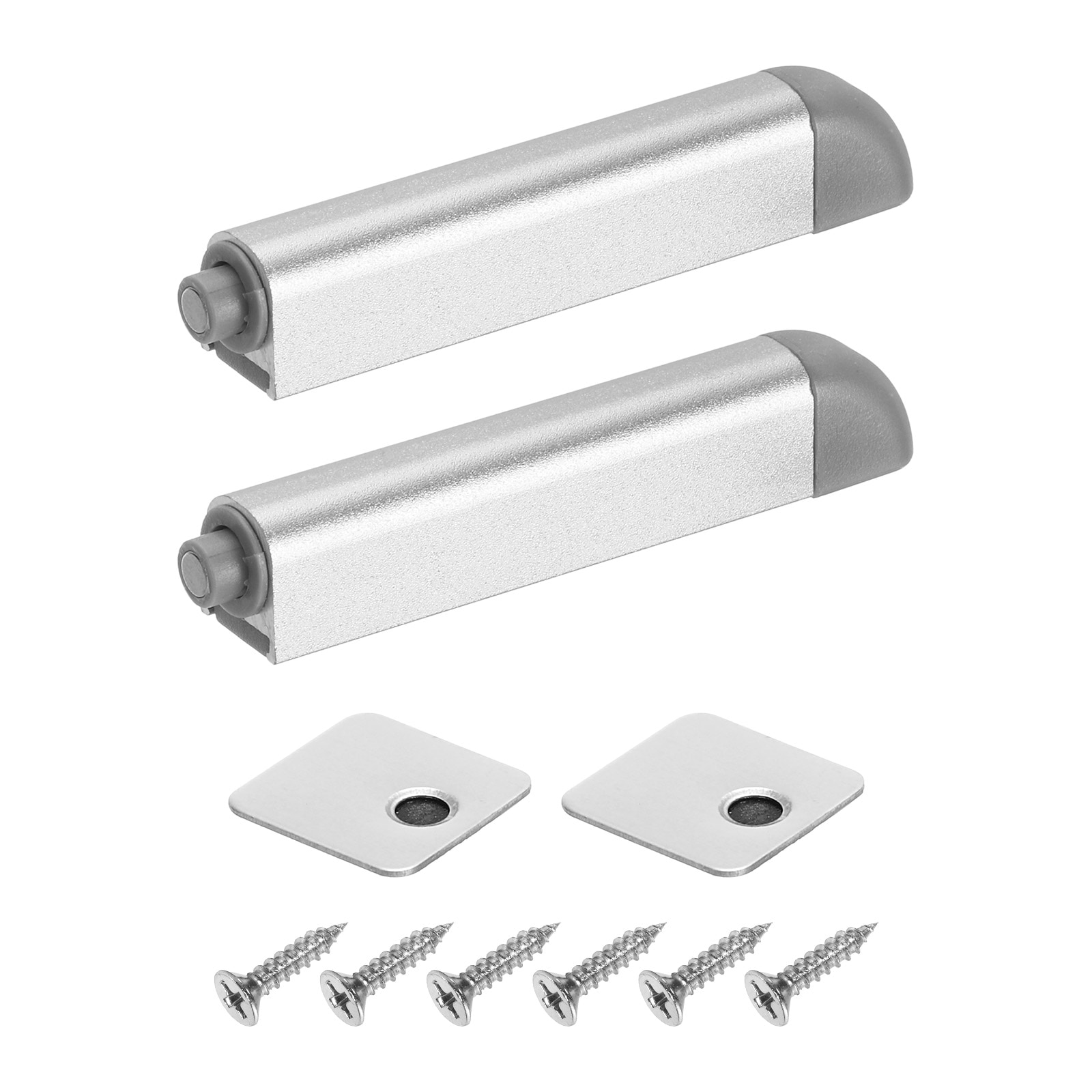 Unique Bargains 2Pcs Push to Open Door Latch Aluminum Alloy Magnetic Push Latches for Hidden Door Cabinets RV Drawers Kitchen Cupboard Silver #S25093001UX7348