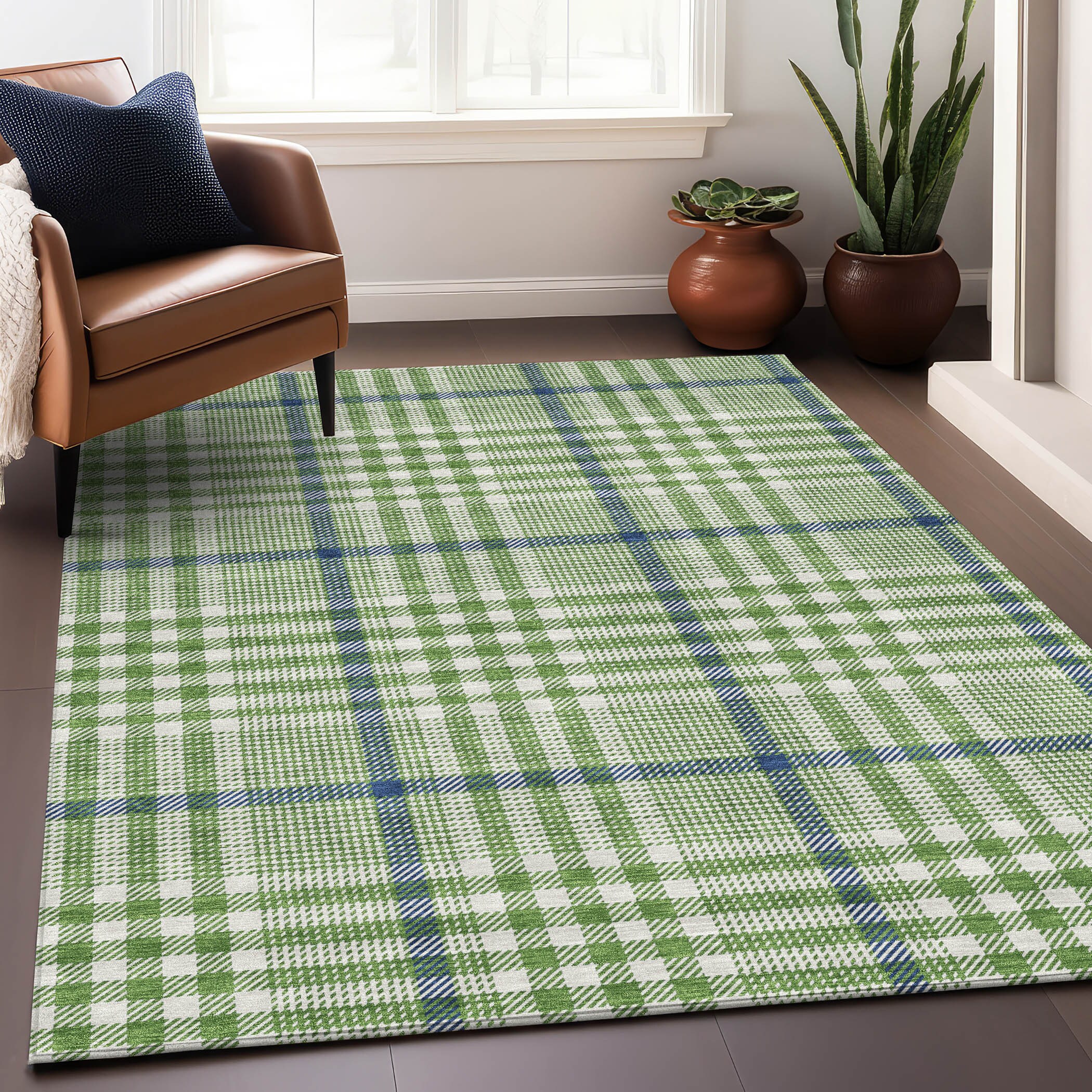 Addison Rugs ACN1054GE30X46 Chantille ACN1054GE 2 x 3 (ft) Polyester Green Rectangular Indoor/Outdoor Geometric Machine washable Area rug