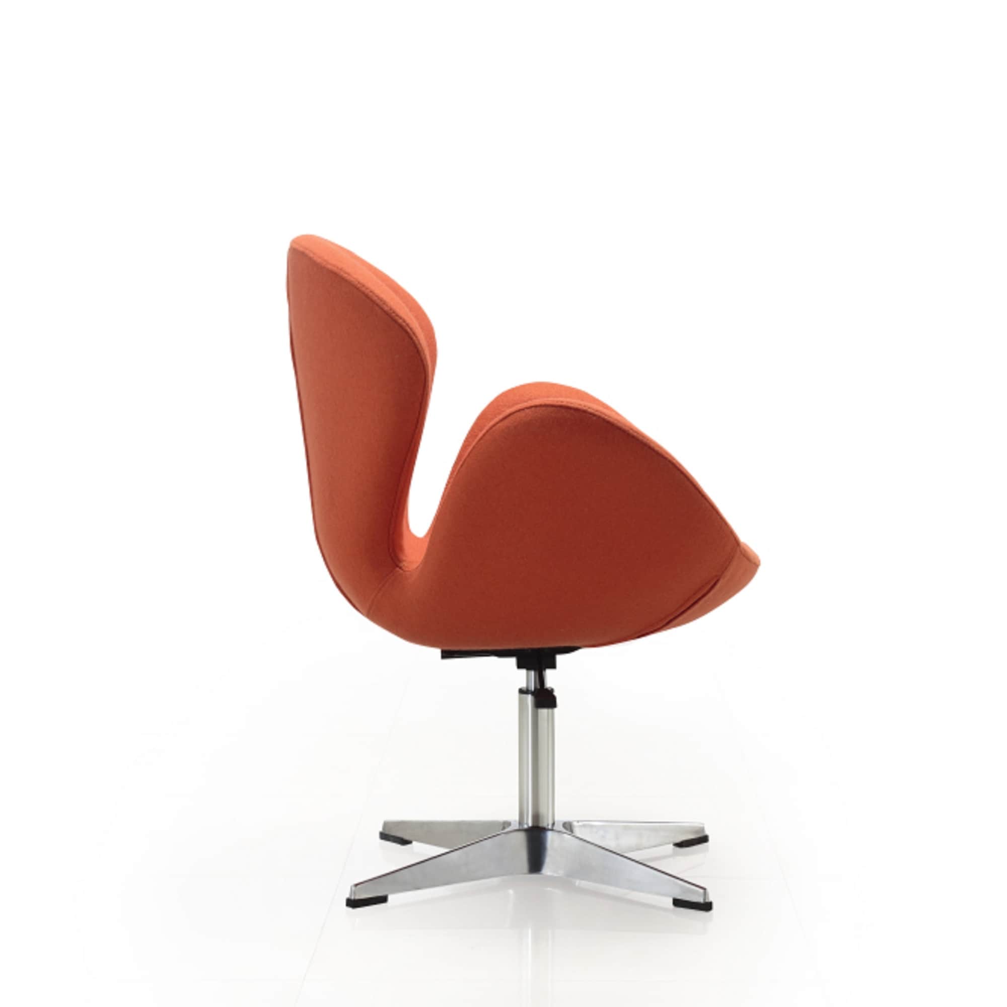 Set of 2 Orange Wool Swivel Accent Chairs with Chrome Base